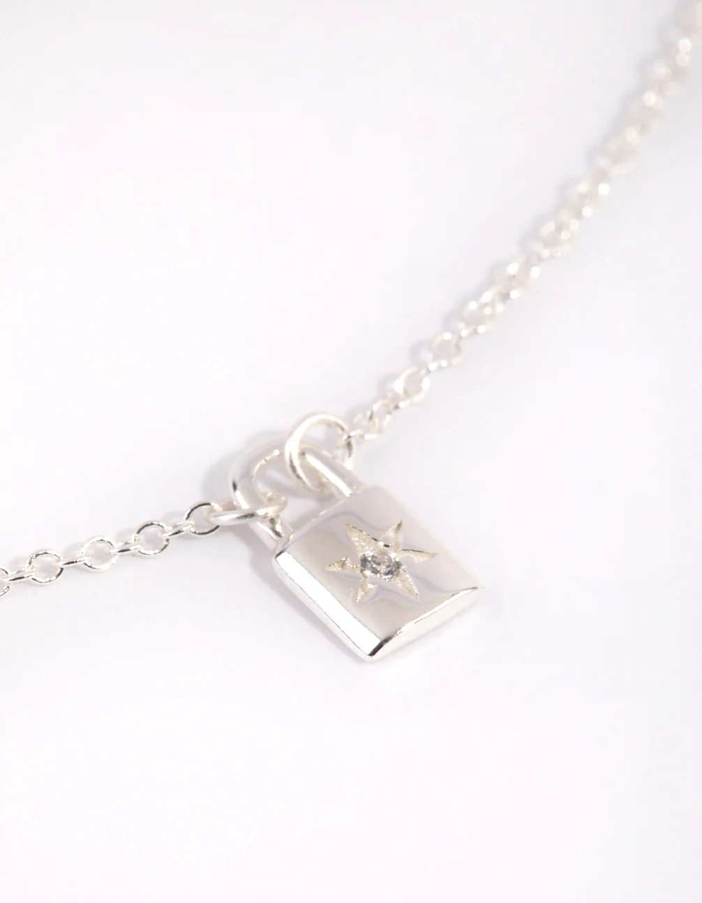 Sterling Silver Star Padlock Necklace - Image 3