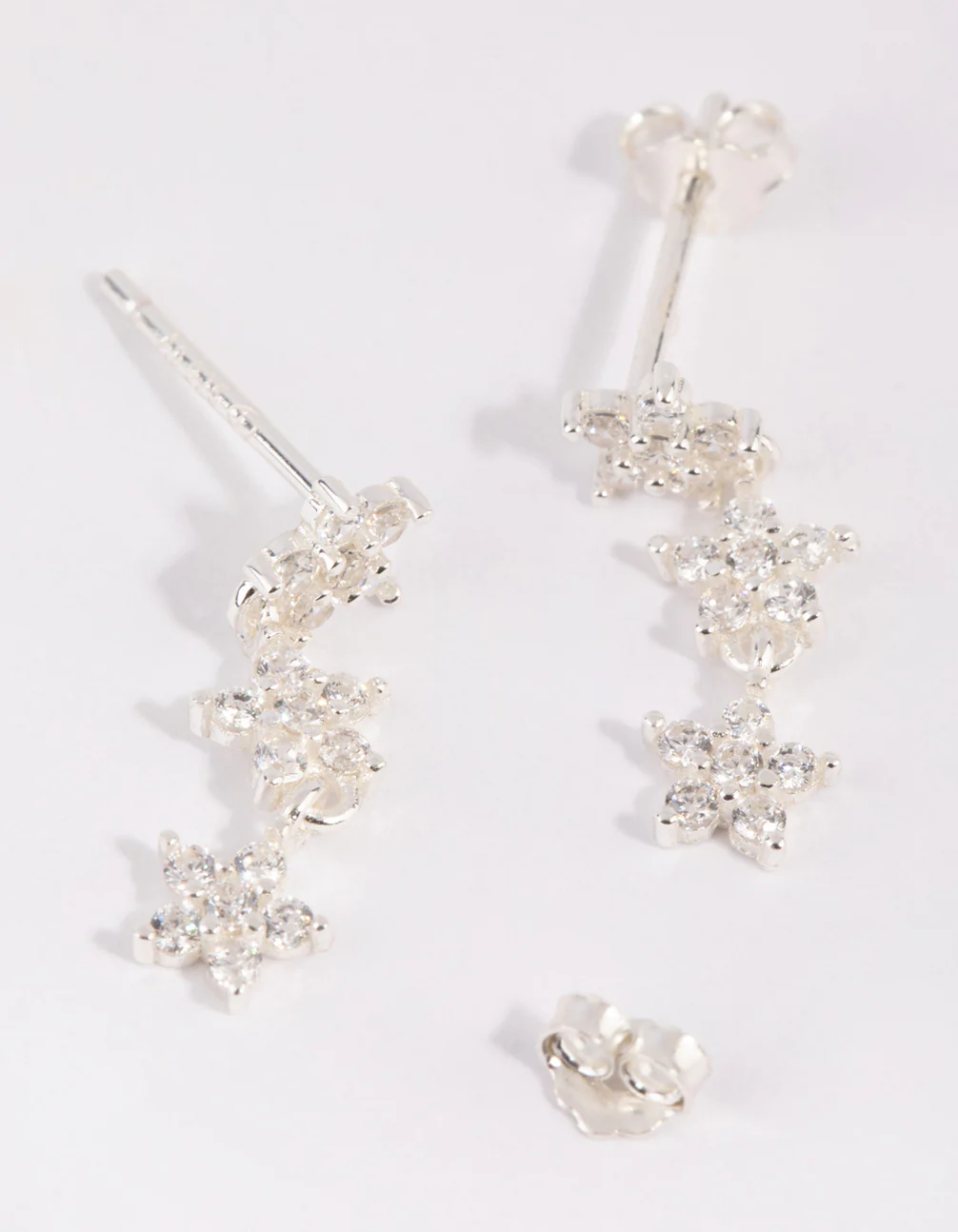 Sterling Silver Triple Star Drop Earrings - Image 3