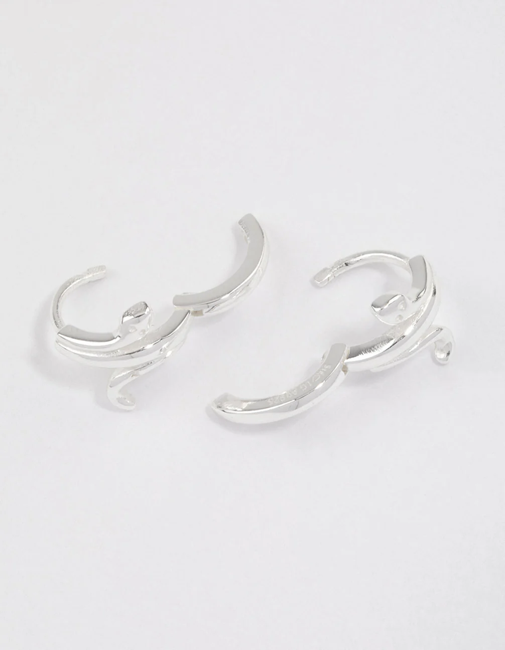 Sterling Silver Wrapped Snake Huggie Earrings - Image 2
