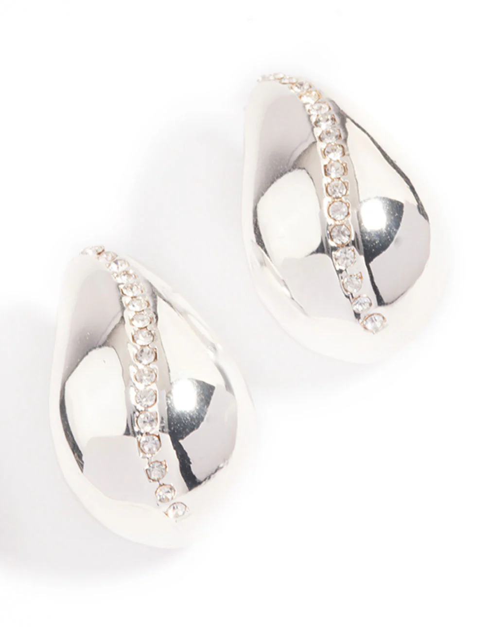 Silver Plated Diamante Bold Teardrop Earrings - Image 2
