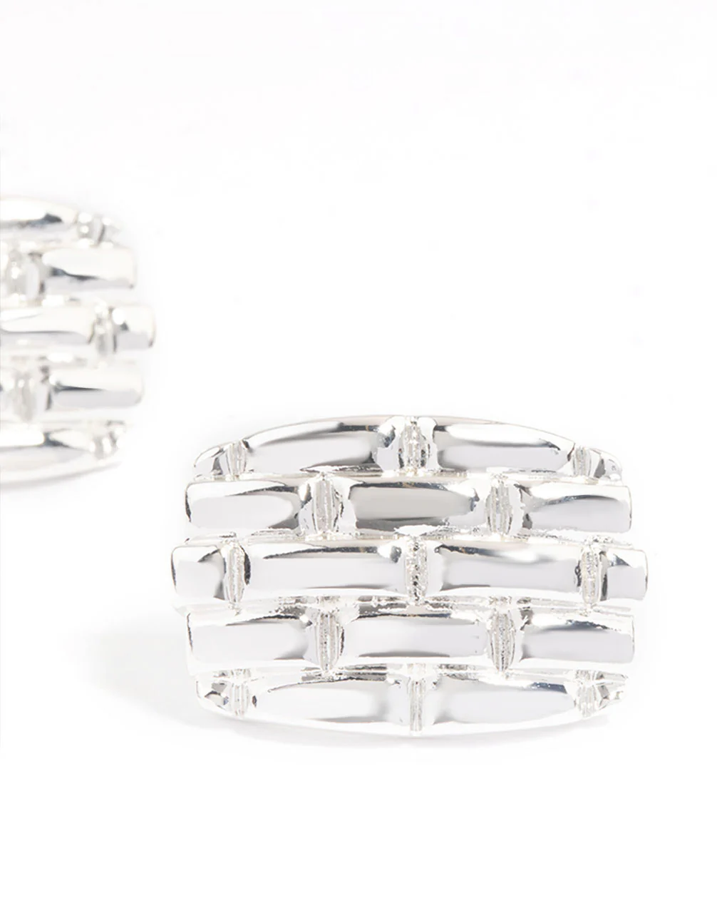 Silver Plated Statement Woven Stud Earrings - Image 2