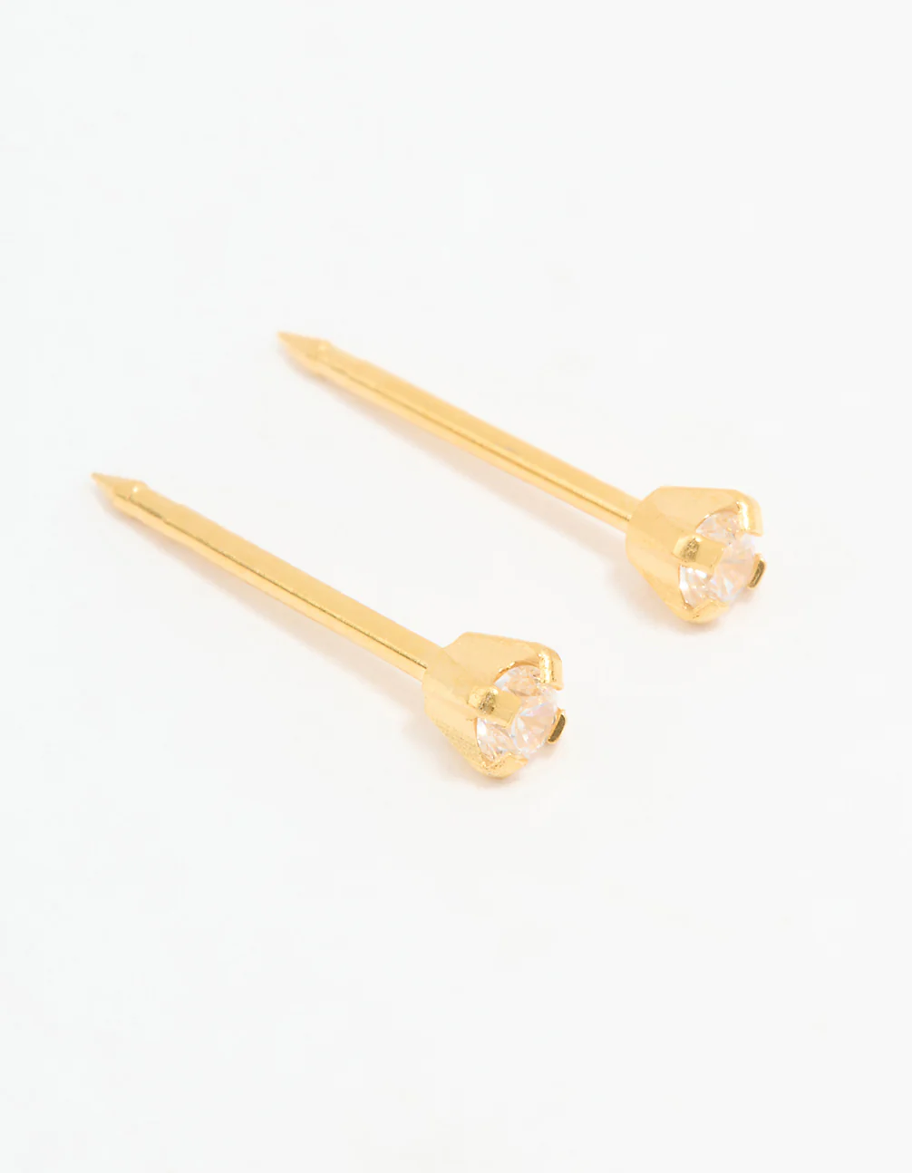 Gold 24K Cubic Zirconia Piercing Stud 2mm
