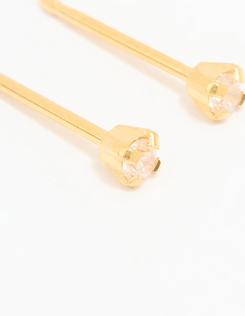 Gold 24K Cubic Zirconia Piercing Stud 2mm - Image 2