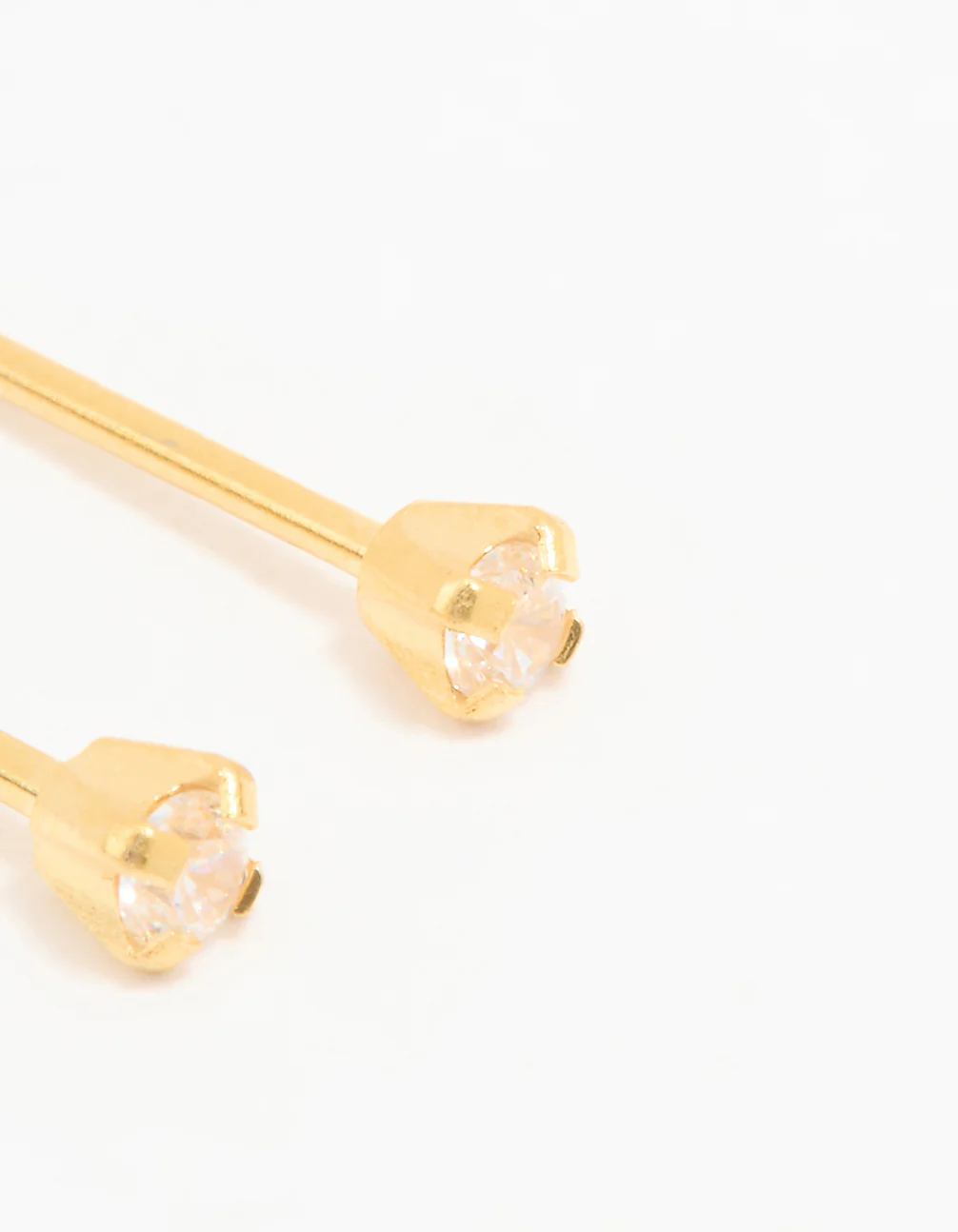 Gold 24K Cubic Zirconia Piercing Stud 2mm - Image 3
