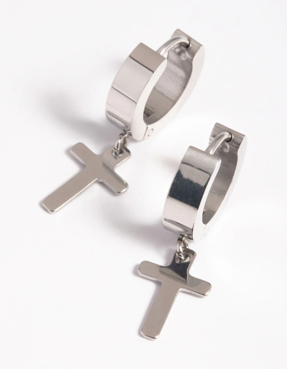 Surgical Steel Cross Huggie Earrings - Image 2