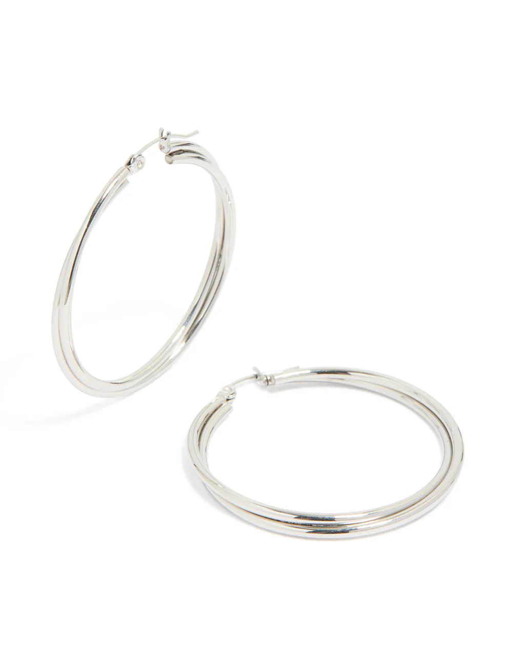 Surgical Steel Crossover Hoop Earrings 40 MM - Image 2