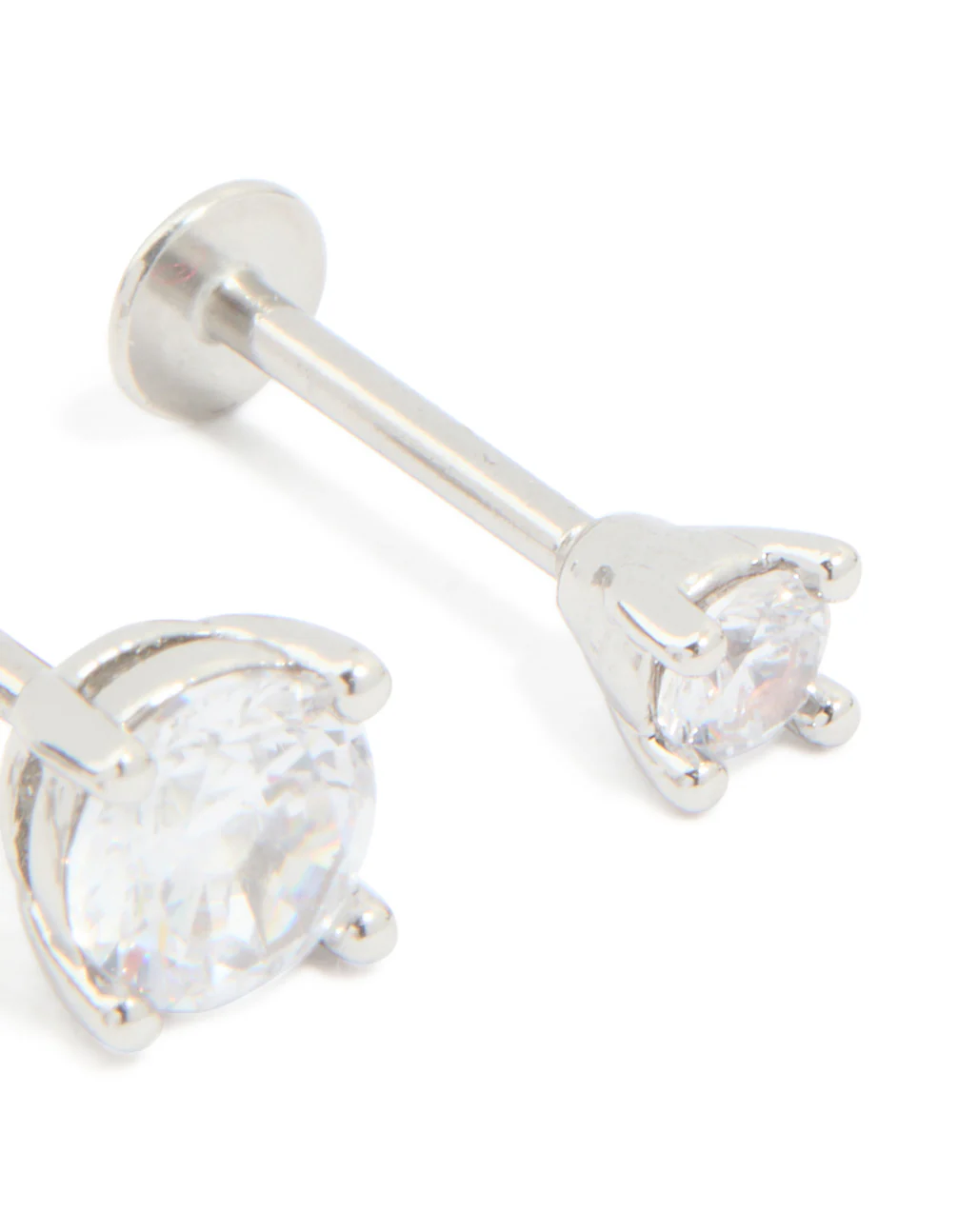 Surgical Steel Cubic Zirconia Single Flat Back Studs 3-Pack - Image 3