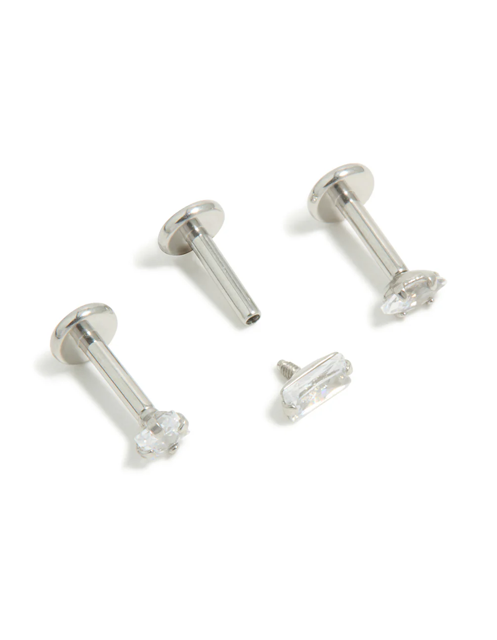 Surgical Steel Cubic Zirconia Mixed Shape Flat Back Studs 3-Pack - Image 5