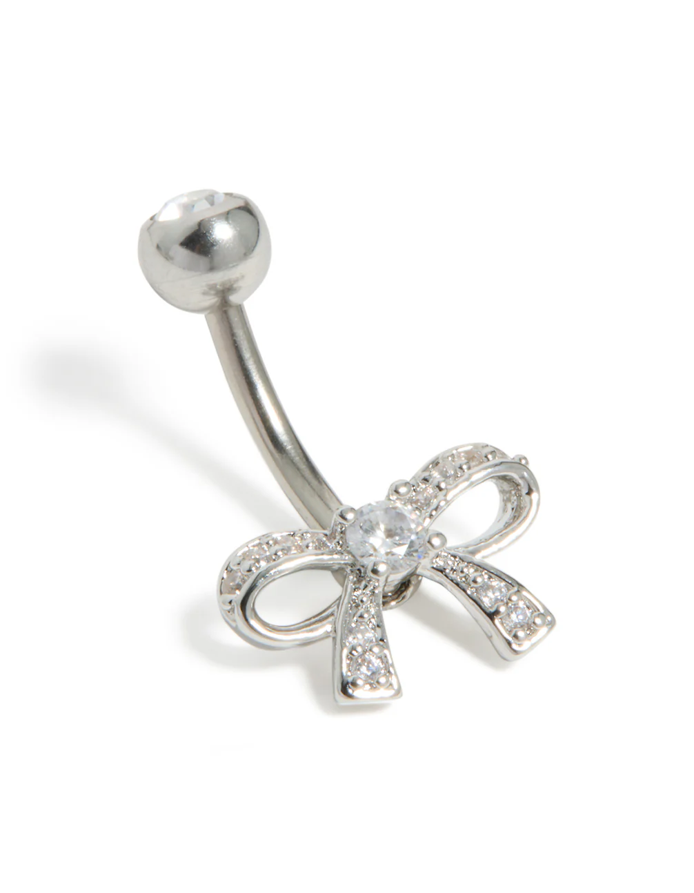 Surgical Steel Cubic Zirconia Pavé Bow Belly Bar