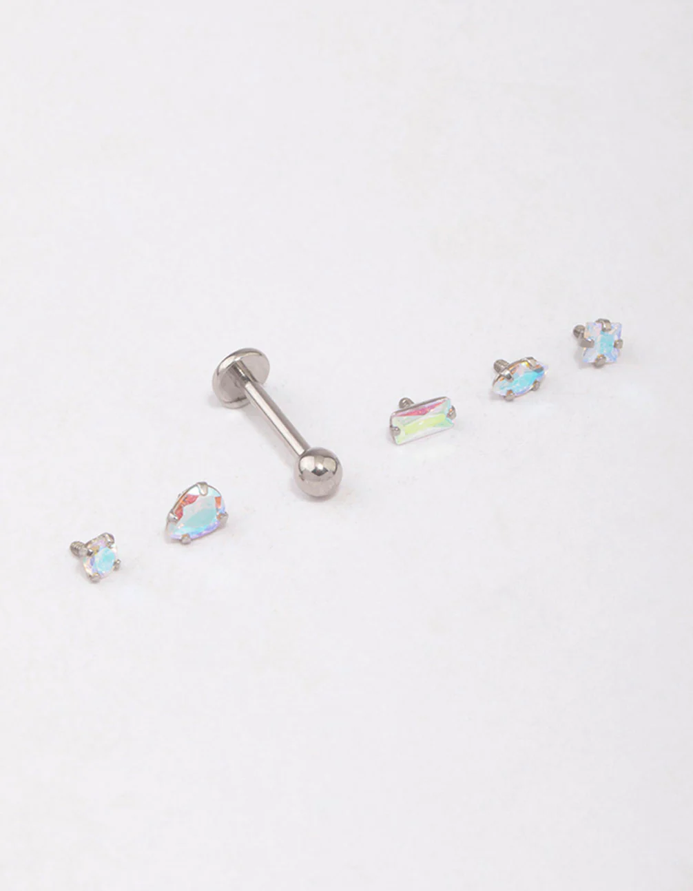Surgical Steel Iridescent Cubic Zirconia Flat Back Pack