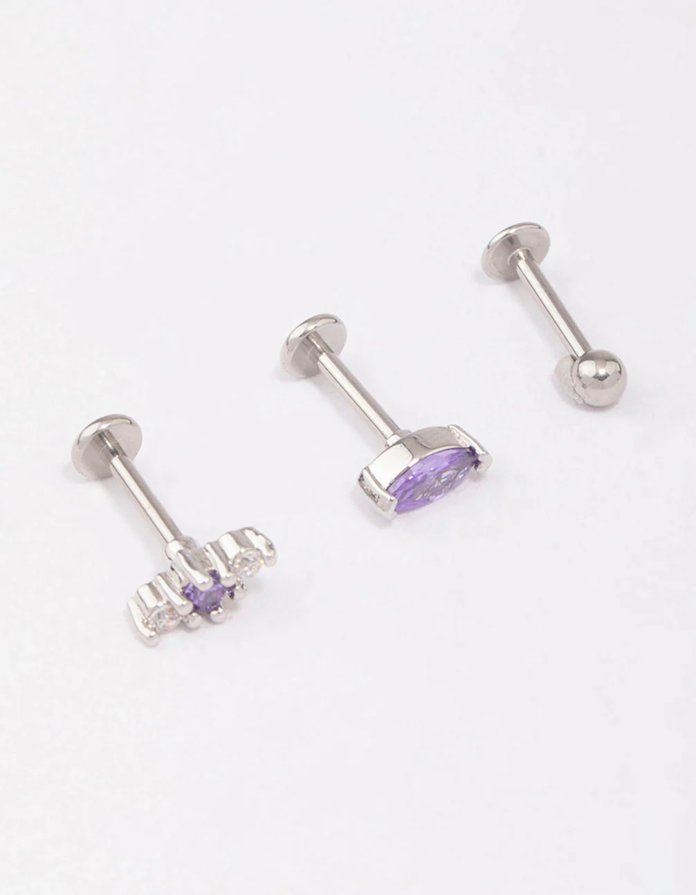 Surgical Steel Lilac Marquise Ball Flat Back 3-Pack