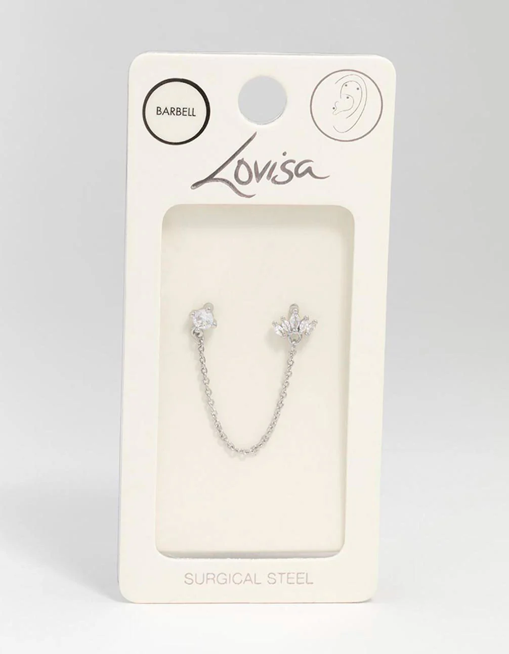 Surgical Steel Marquise and Chain Double Barbell - Image 3