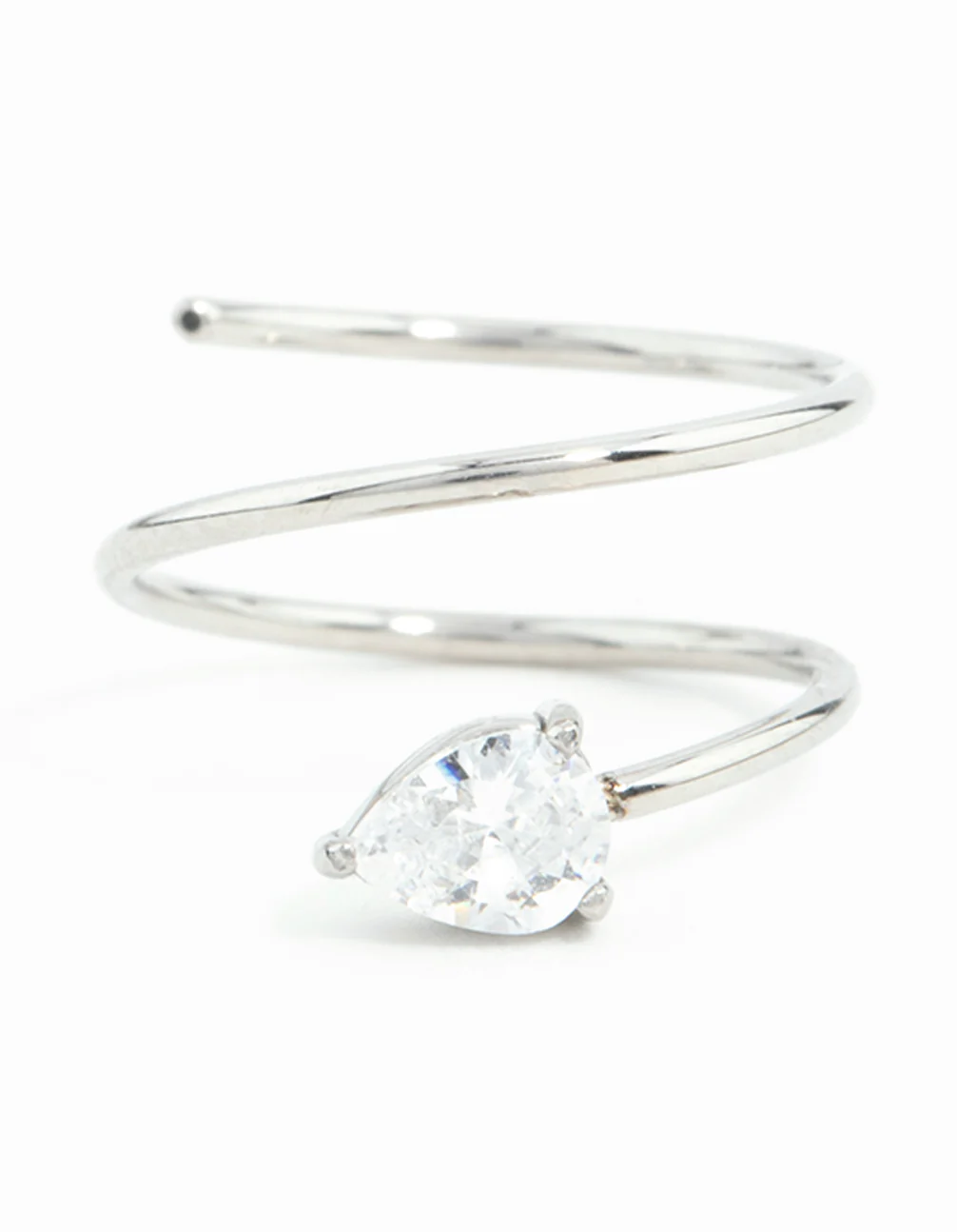 Surgical Steel Pear Cubic Zirconia Nose Spiral - Image 2