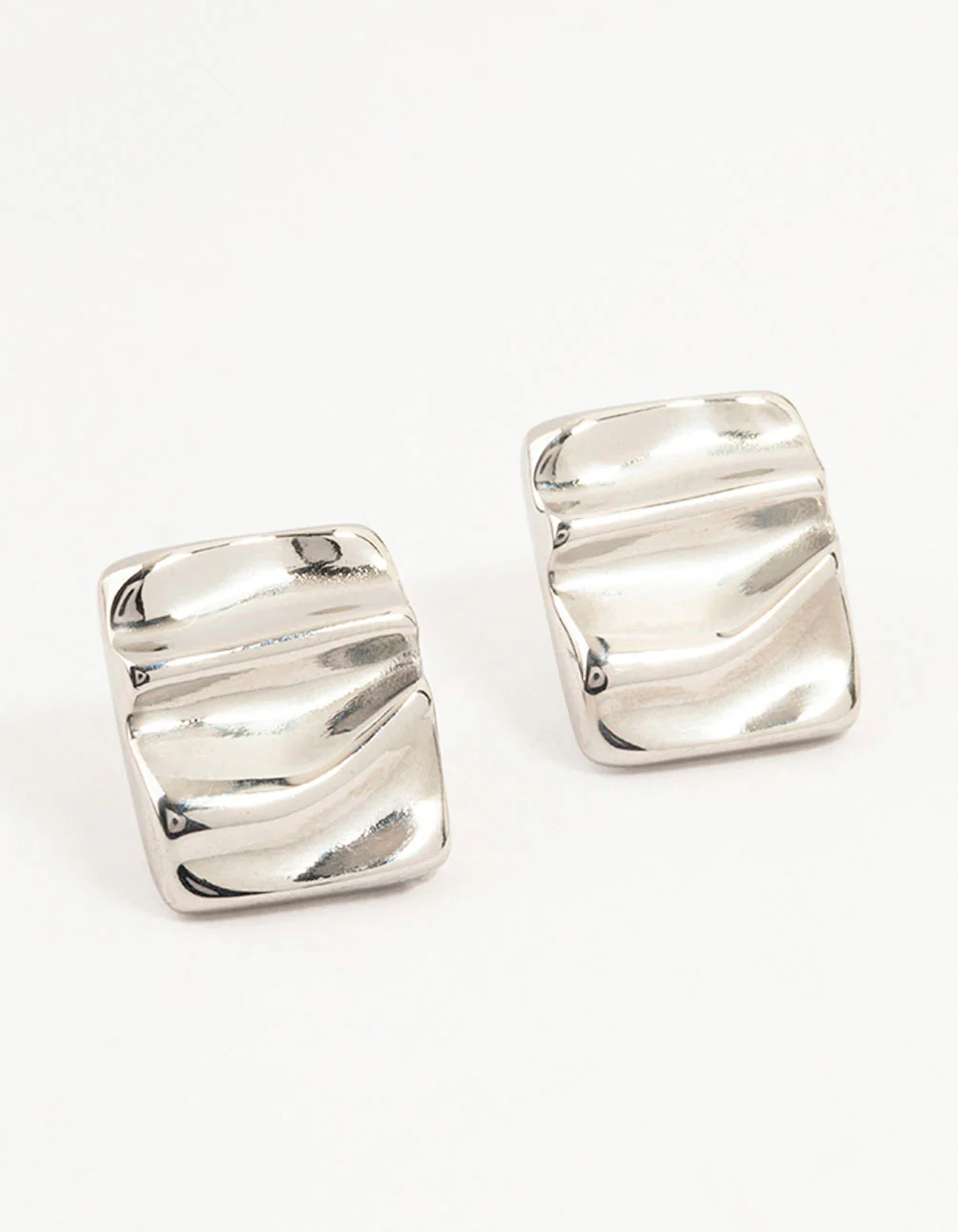 Surgical Steel Rectangle Ripple Stud Earrings