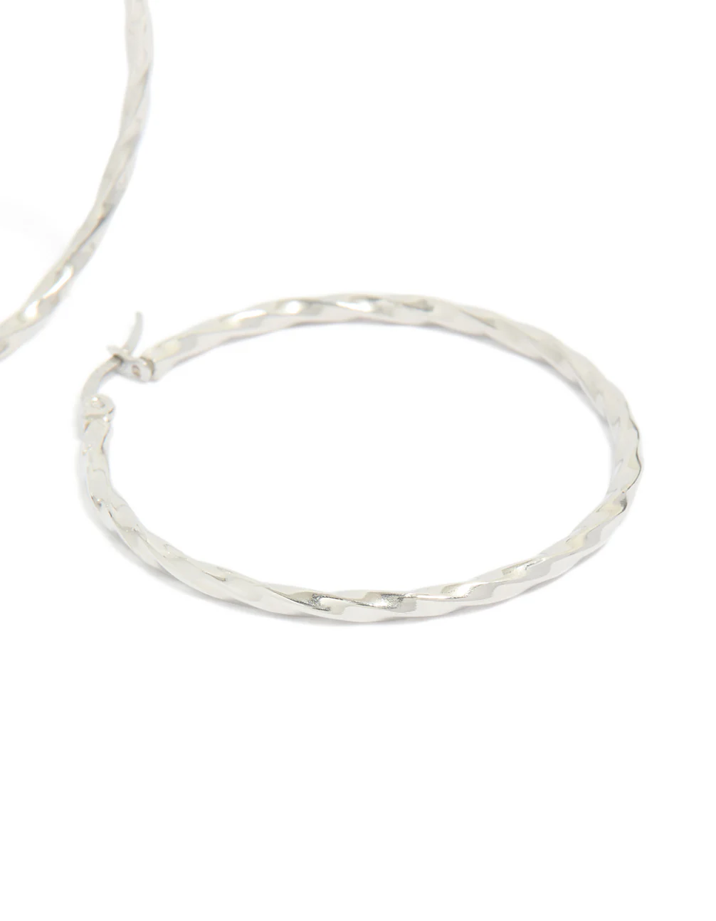 Surgical Steel Textured Hoop Earrings 40 MM - Image 5