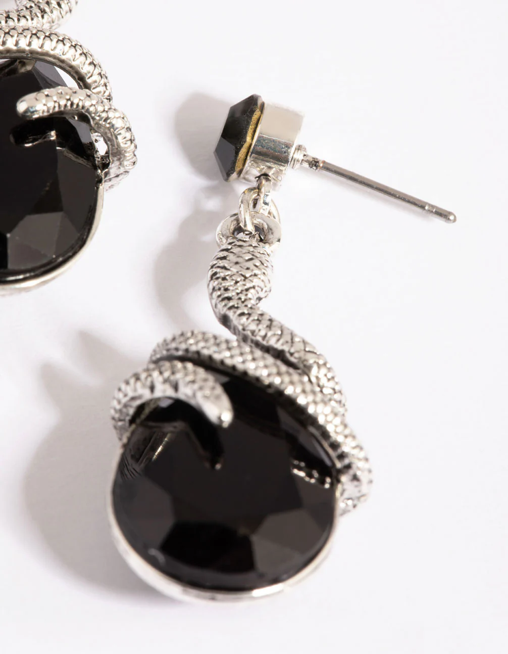 Antique Silver Snake Drop Earrings - Image 3