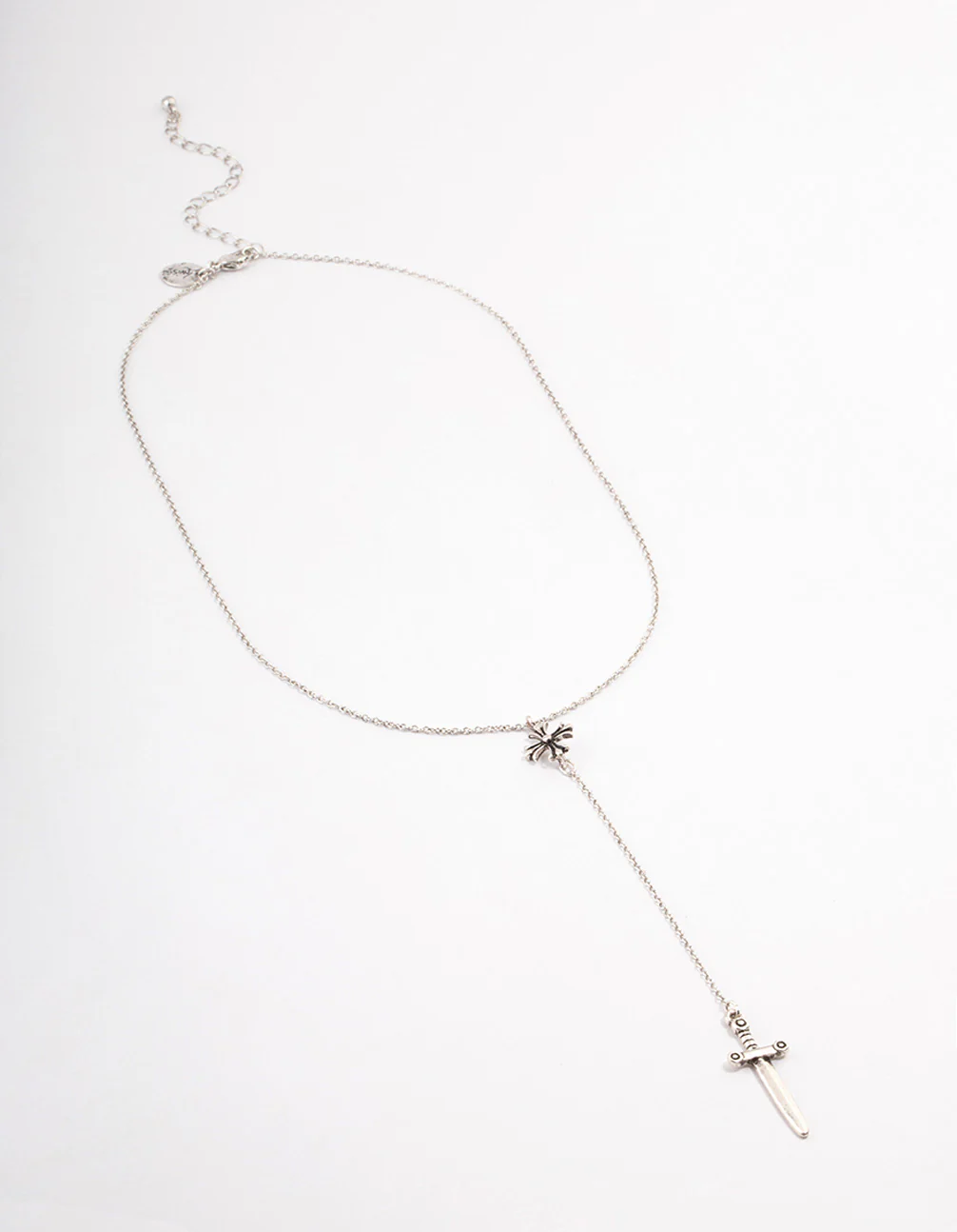 Burnish Silver Diamante Cross Sword Necklace - Image 2