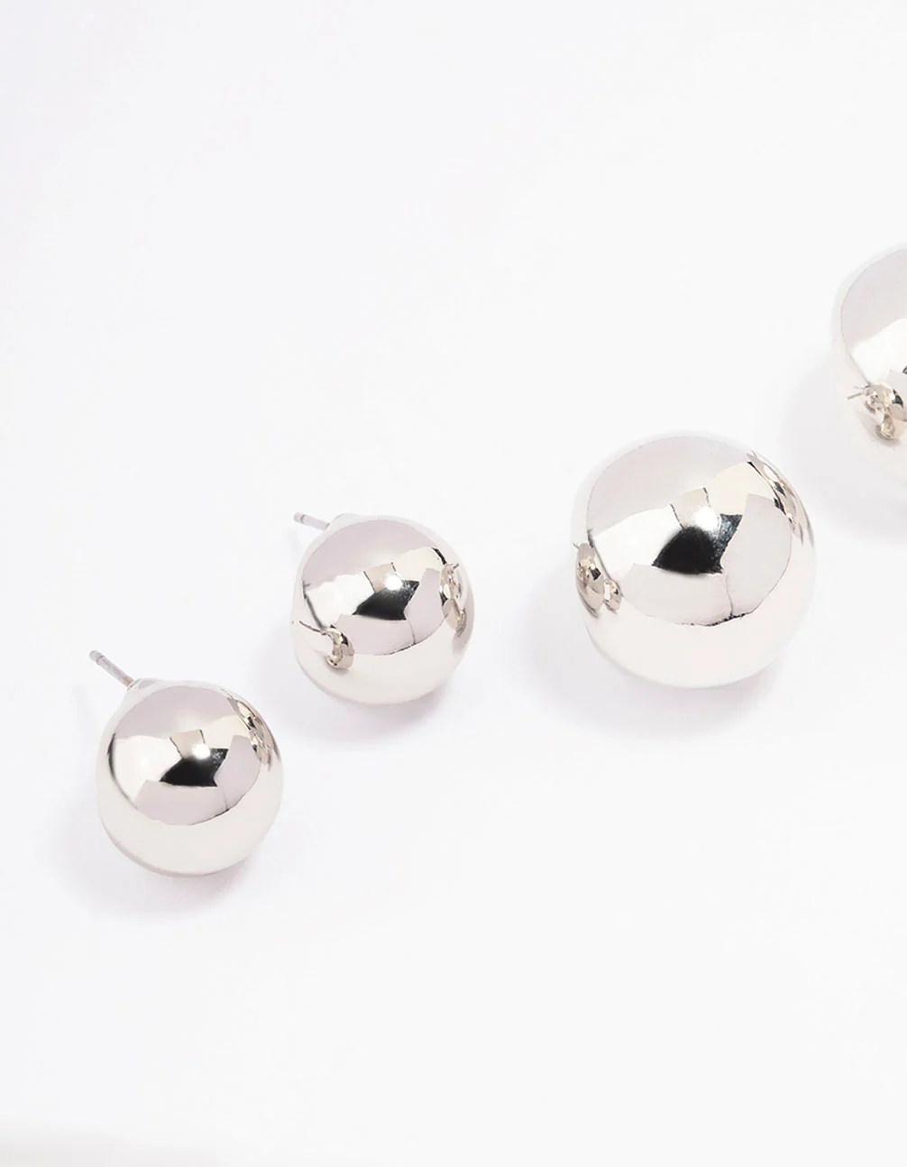 Silver Ball Hoop Earrings 3-Pack - Image 2