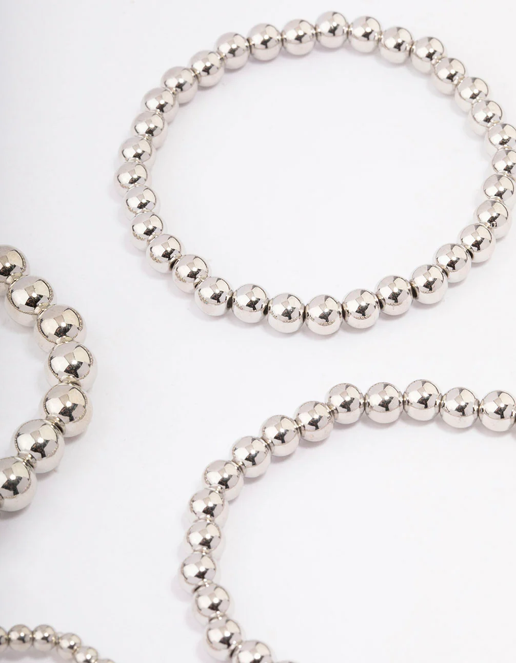 Silver Round Ball Stretch Bracelet 4-Pack - Image 3