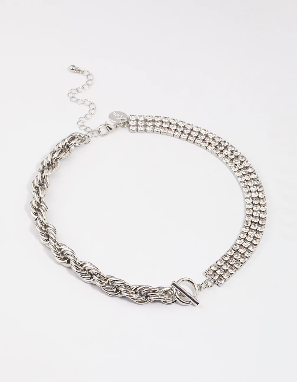 Silver Half Twisted Chain & Diamante Necklace - Image 2