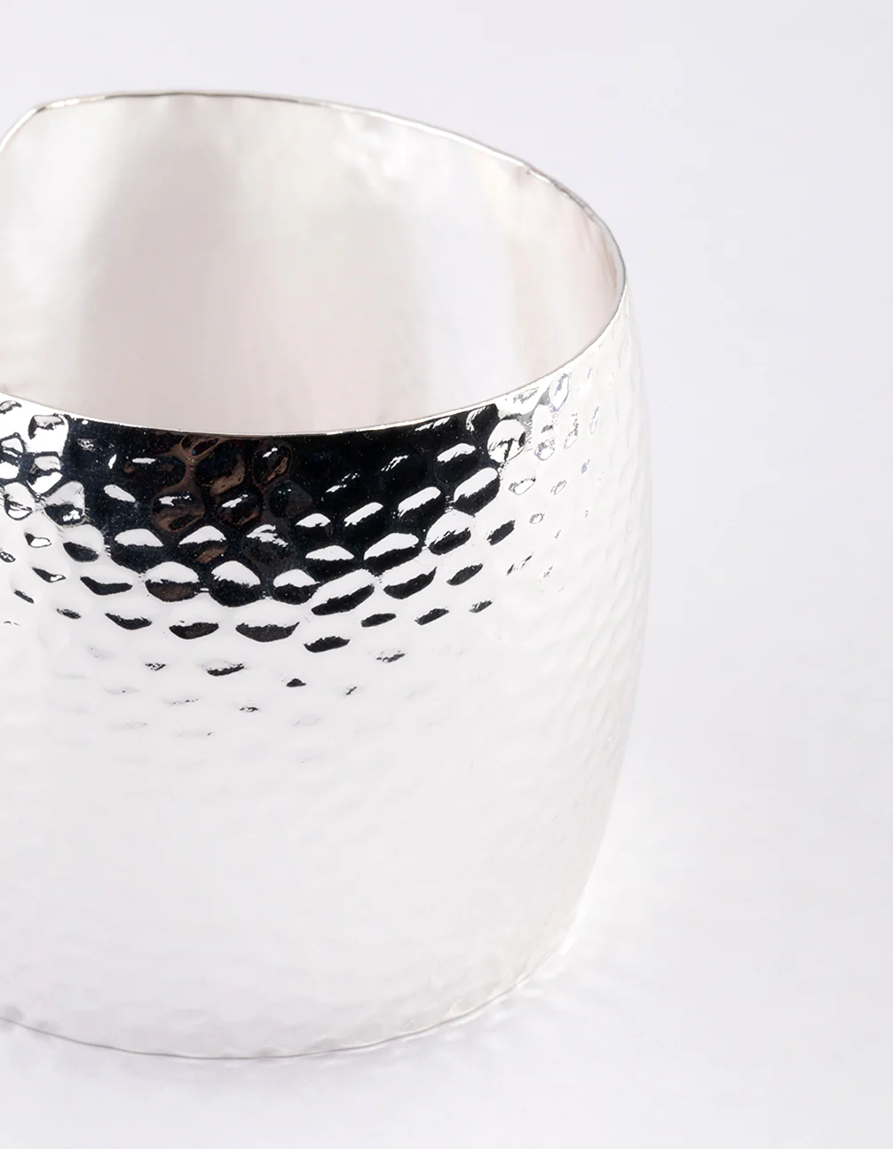 Silver Hammered Textured Wide Wrist Cuff - Image 2