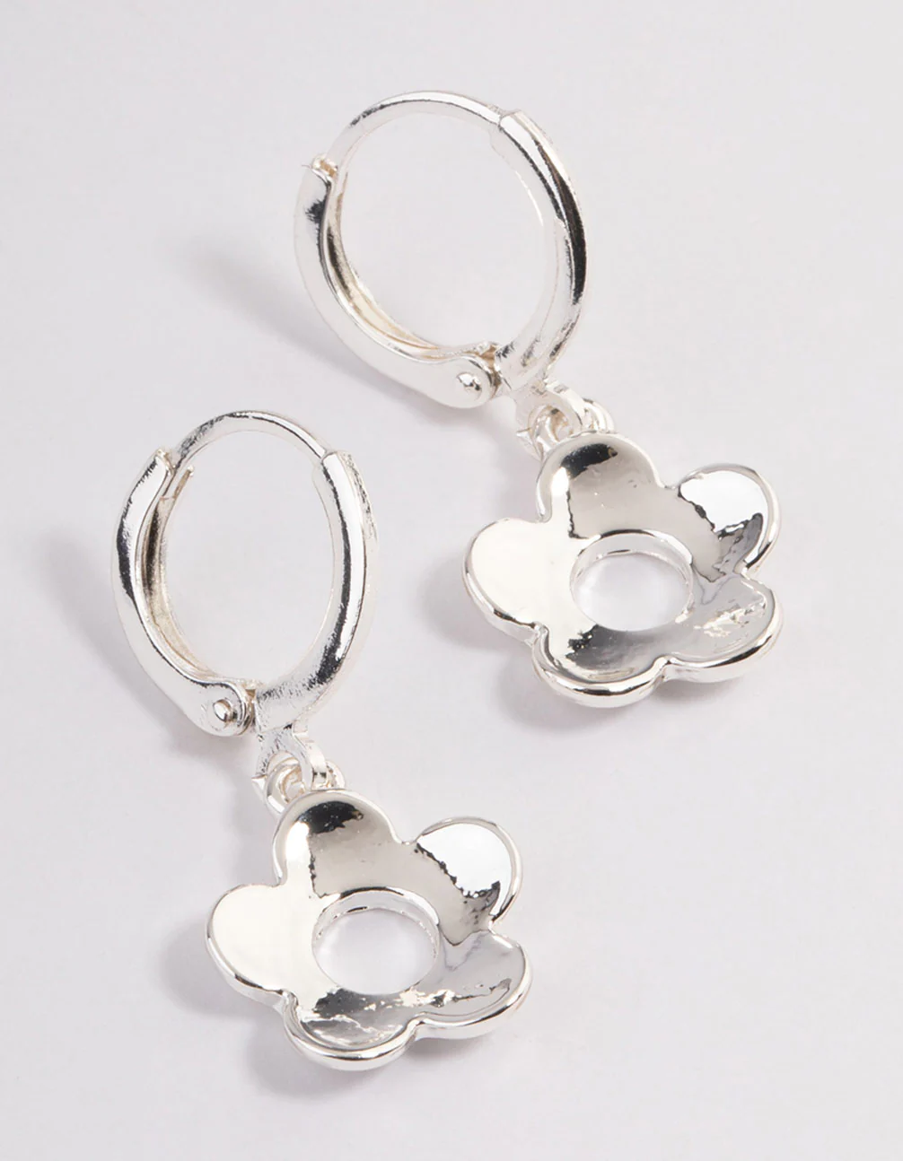 Silver '90s Flower Mini Hoop Earrings