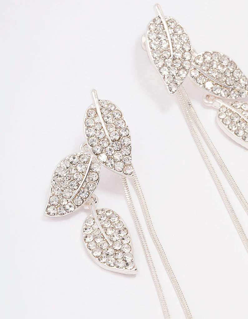 Silver Leafy Trail Drop Earrings - Image 2