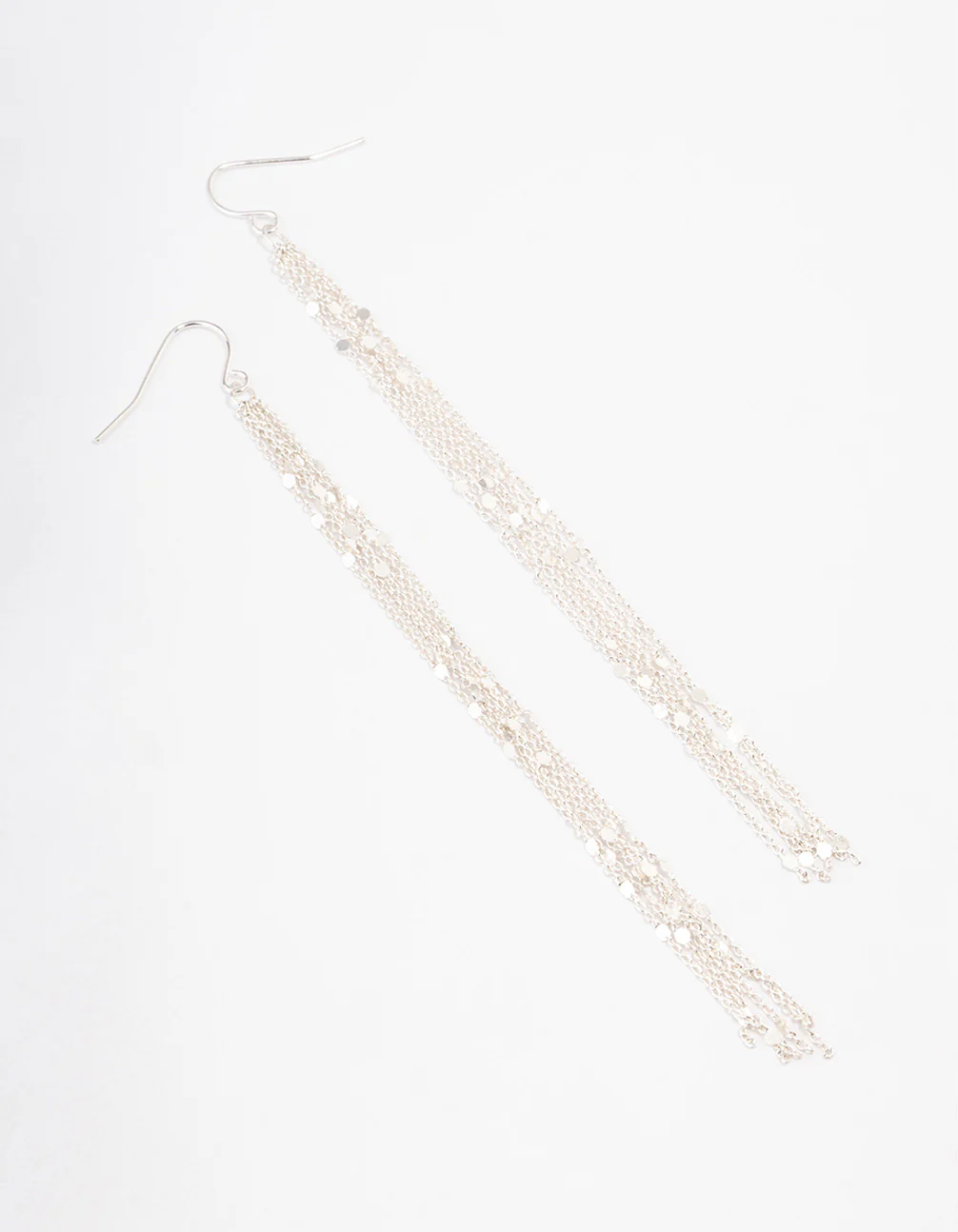 Silver Multi Row Chain Drop Earrings