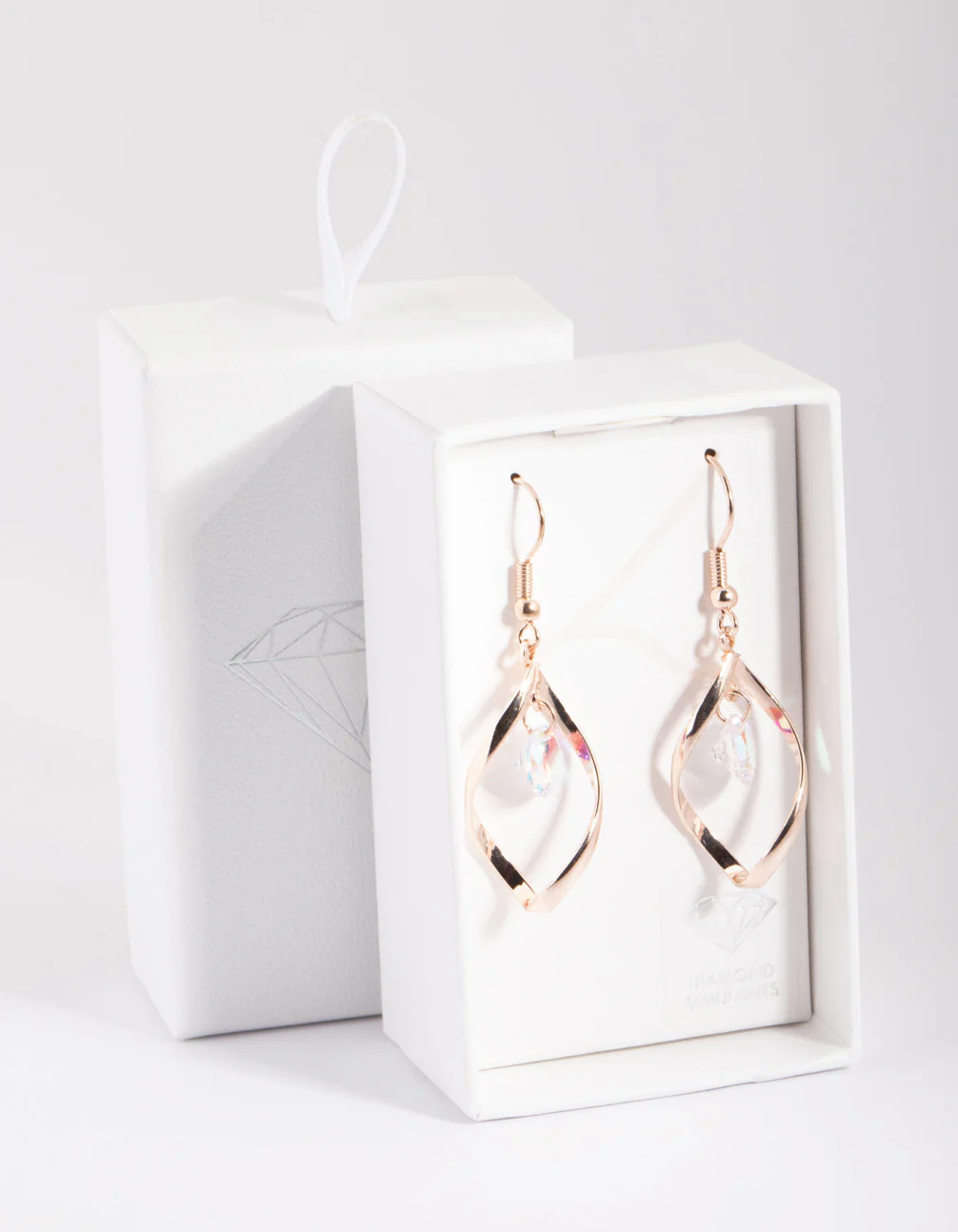 Rose Gold Crystal Drop Earrings - Image 3