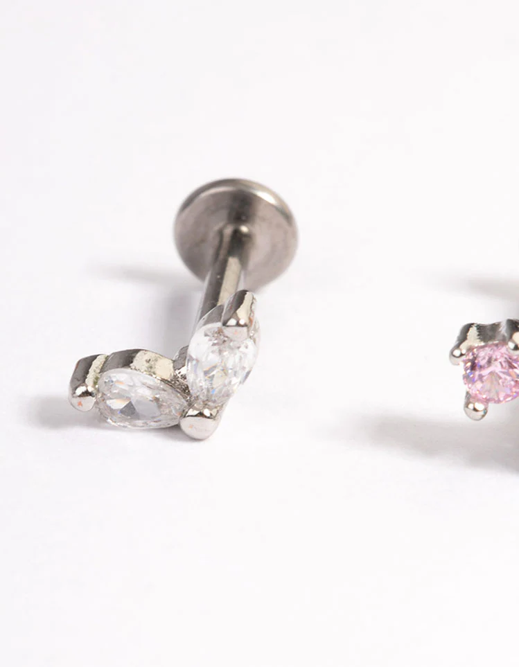 Titanium Cubic Zirconia Pearl Bar Flat Back Pack - Image 2