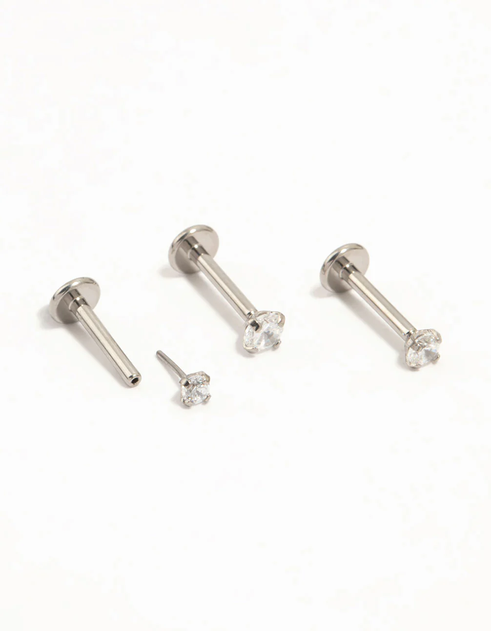 Titanium Cubic Zirconia Flat Backs 3-Pack - Image 2