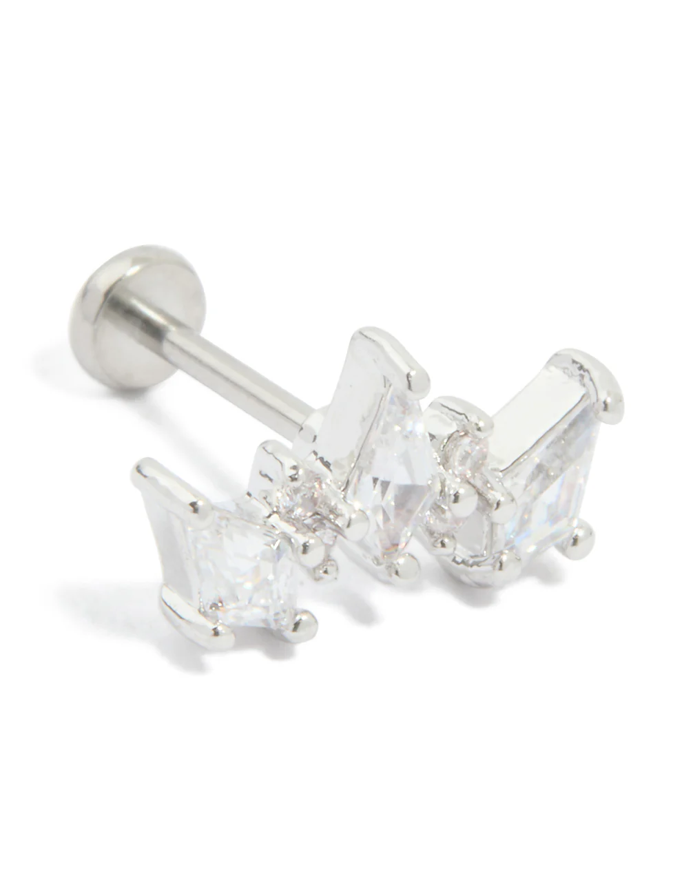 Titanium Cubic Zirconia Pointed Crawler Single Flat Back Stud