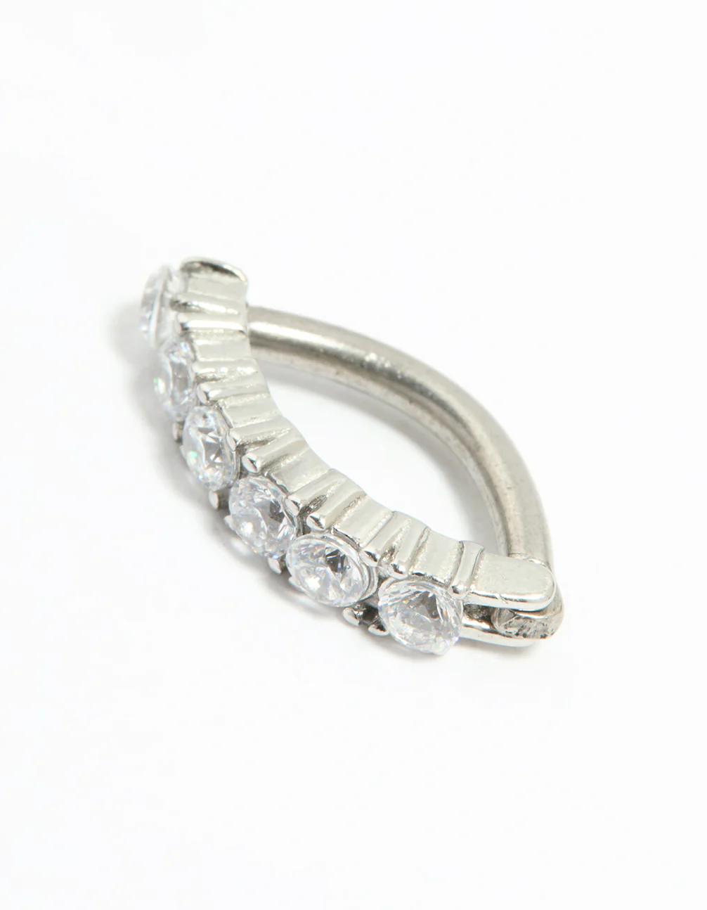Titanium Cubic Zirconia Statement Curved Belly Ring