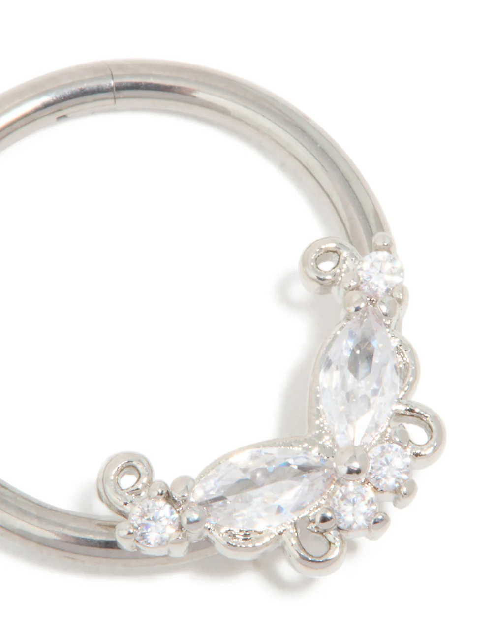 Titanium Cubic Zirconia Vine Nipple Ring - Image 2