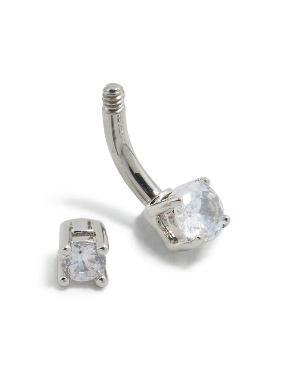 Titanium Mini Round Cubic Zirconia Belly Bar - Image 4
