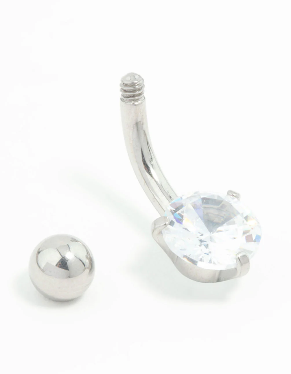 Titanium Round Cubic Zirconia Mini Belly Bar - Image 2