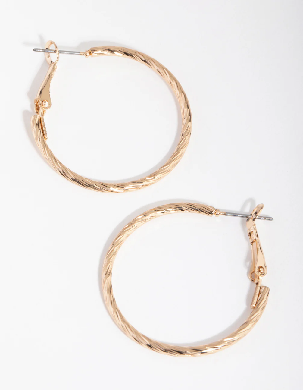 Gold Line Etched Hoop Earrings