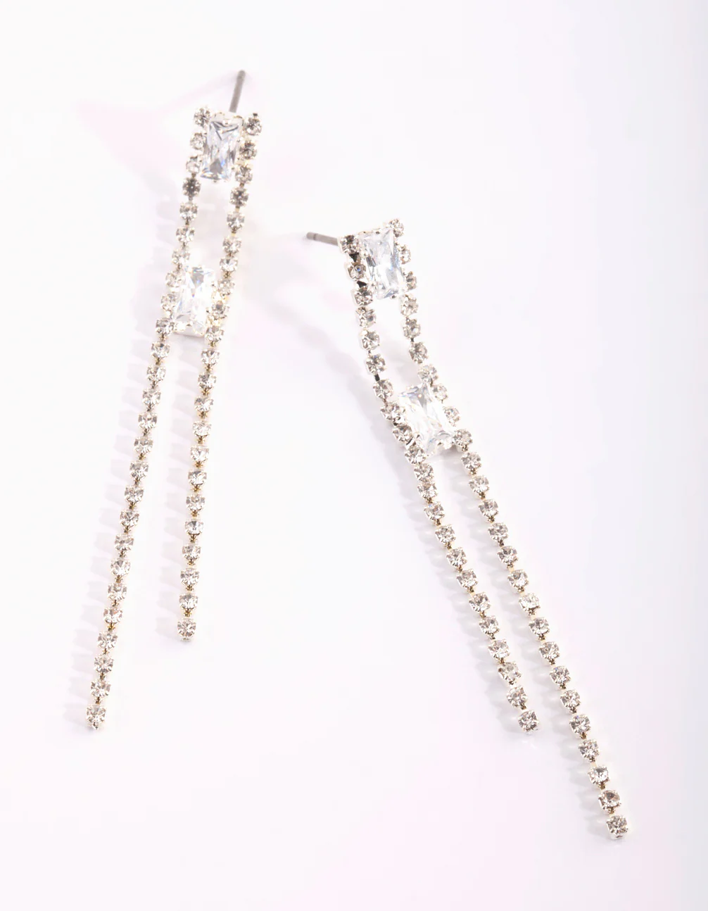Silver Diamante Drop Earrings