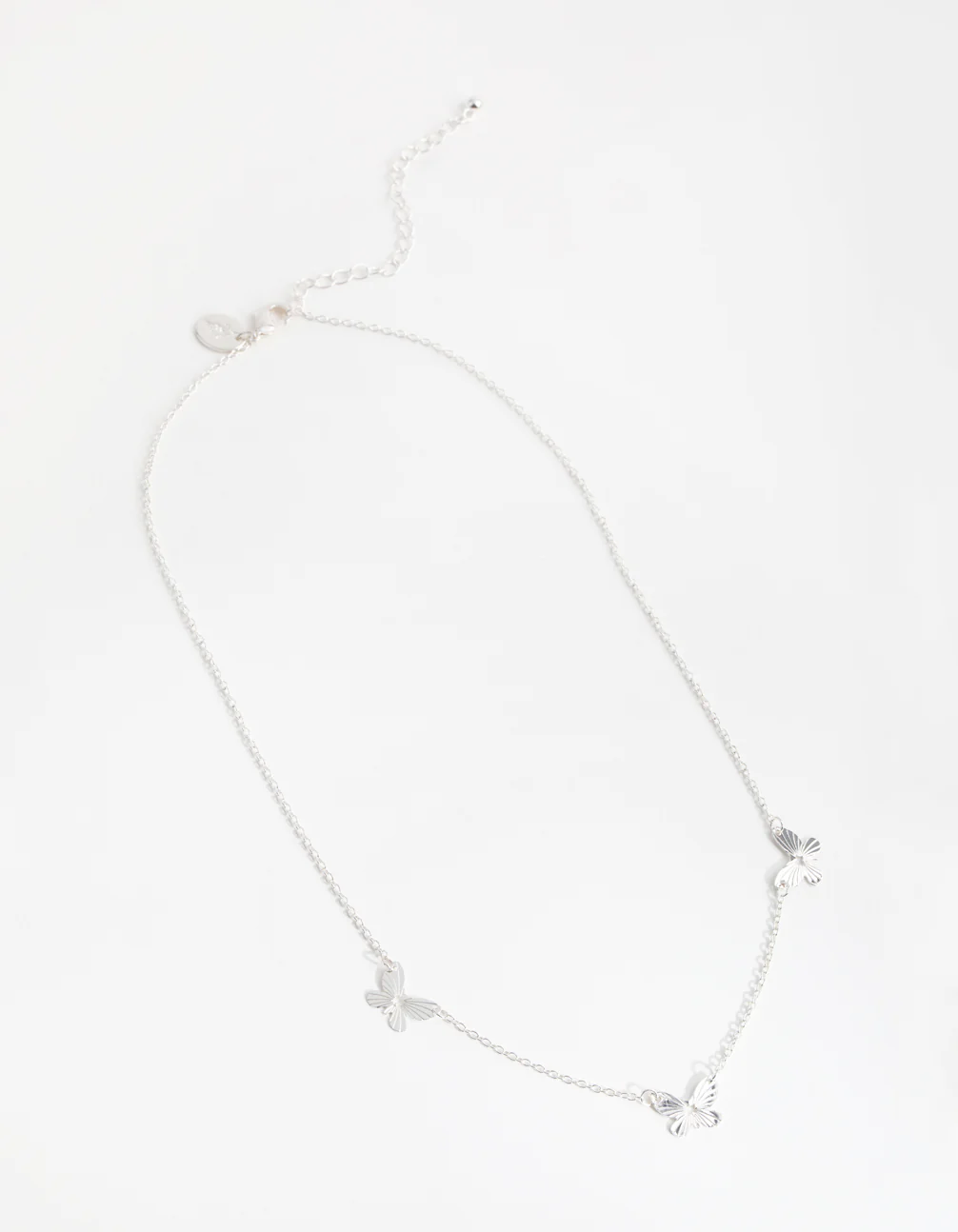 Silver Triple Butterfly Necklace - Image 2