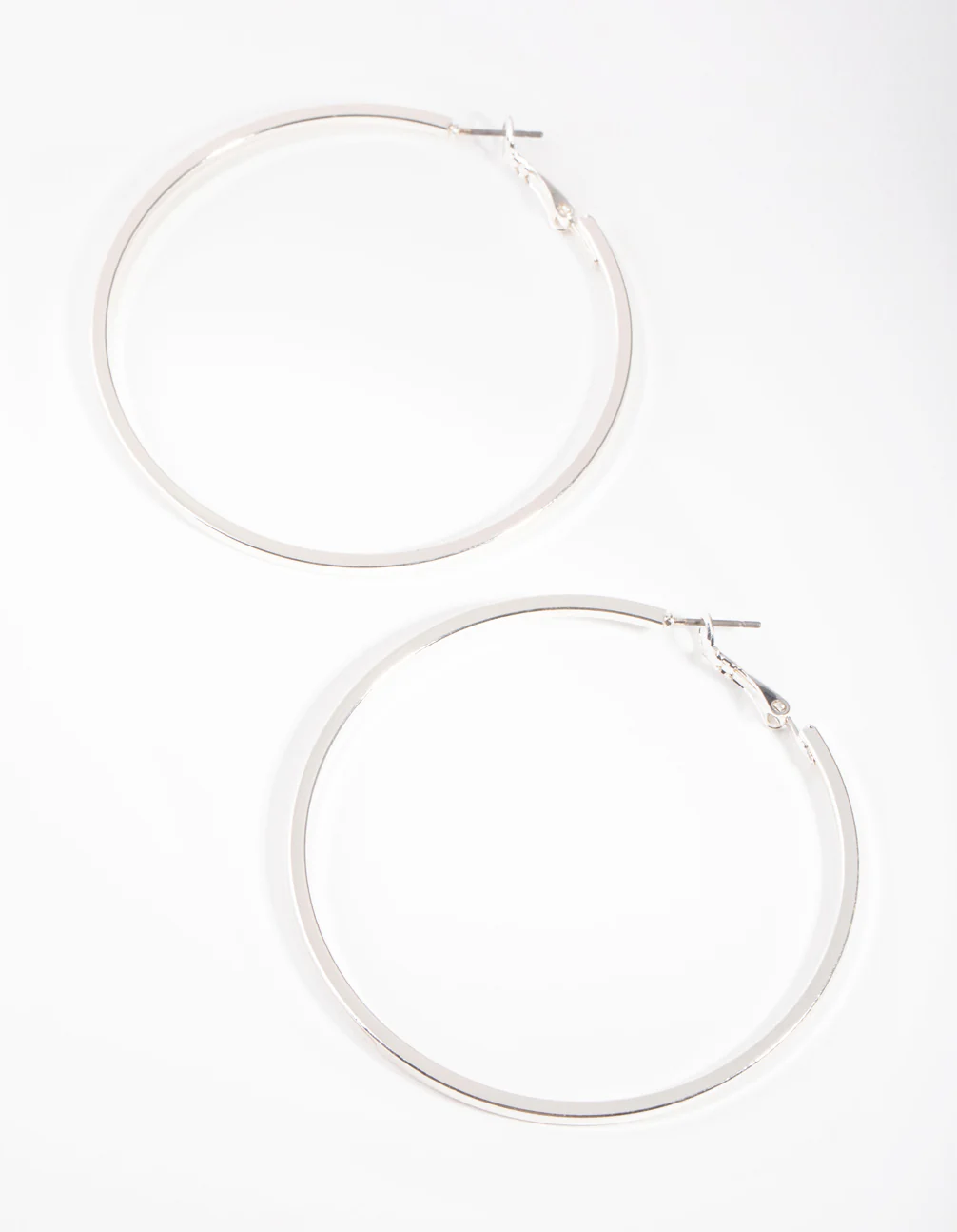 Large Silver Flat Hoop Earrings