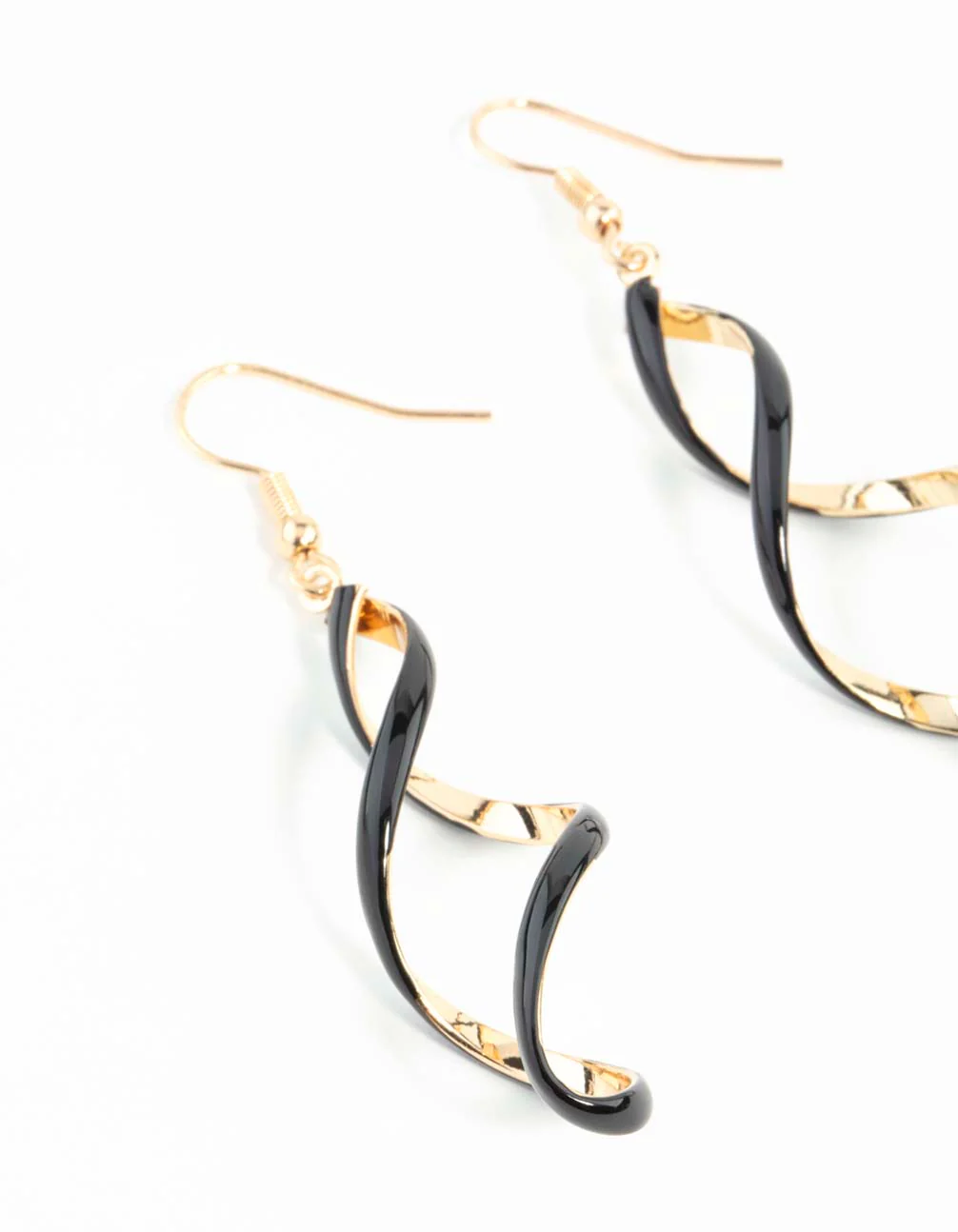 Black Gold Spiral Earrings - Image 15