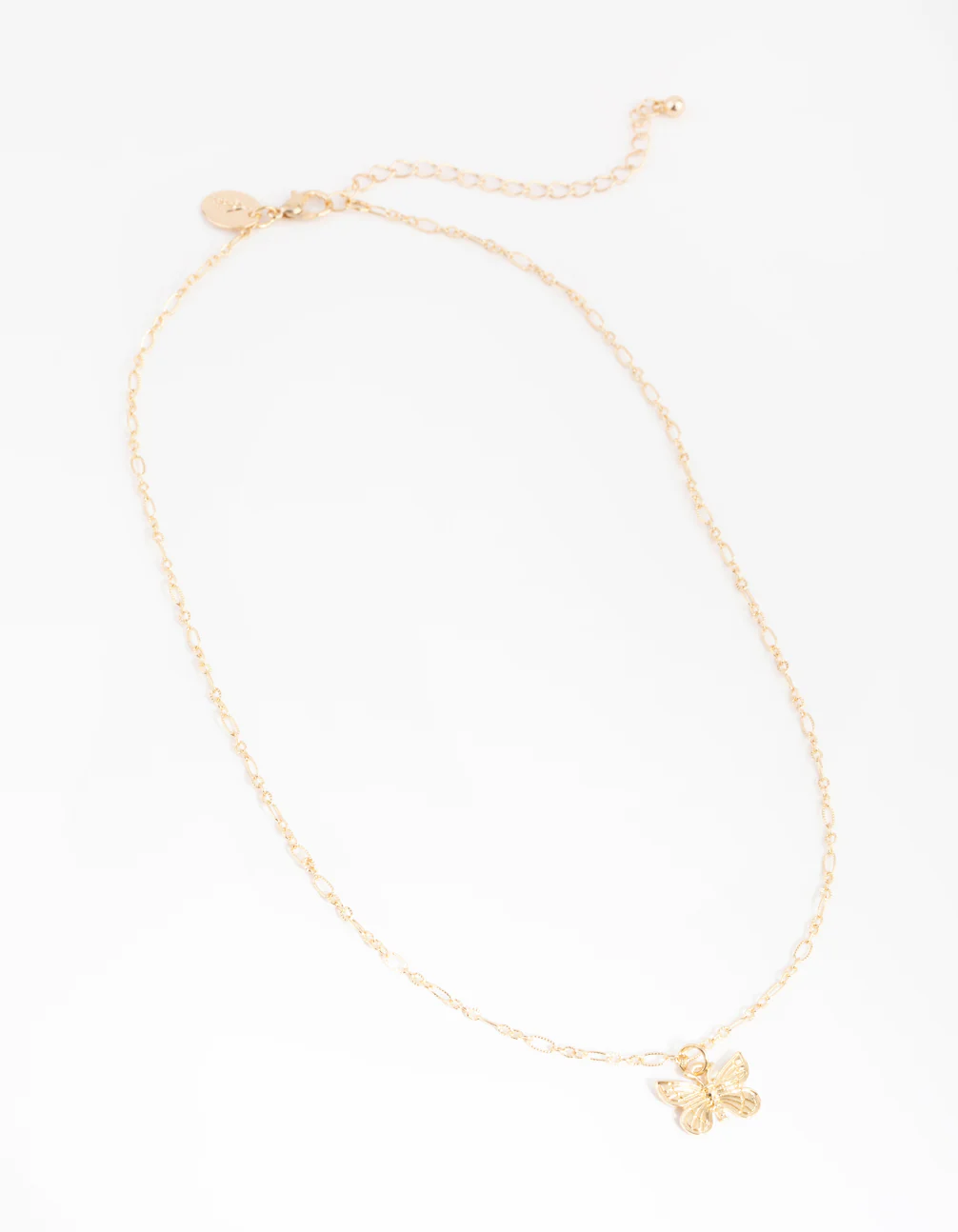 Gold Diamond-Cut Chain Butterfly Necklace - Image 2