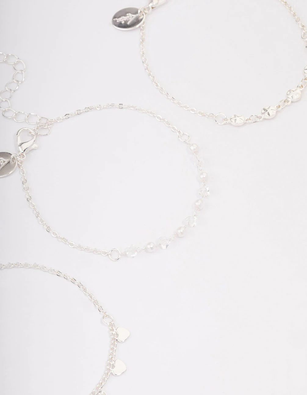 Silver Disc Pearl & Heart Bracelet Pack - Image 2