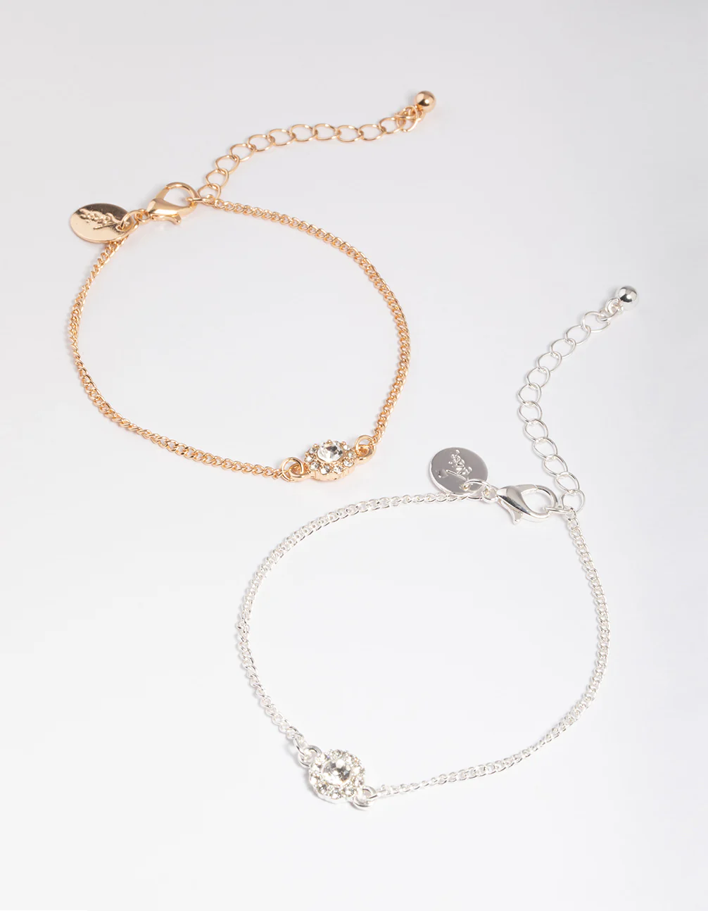 Mixed Metal Classic Diamante Circle Bracelet Pack - Image 2