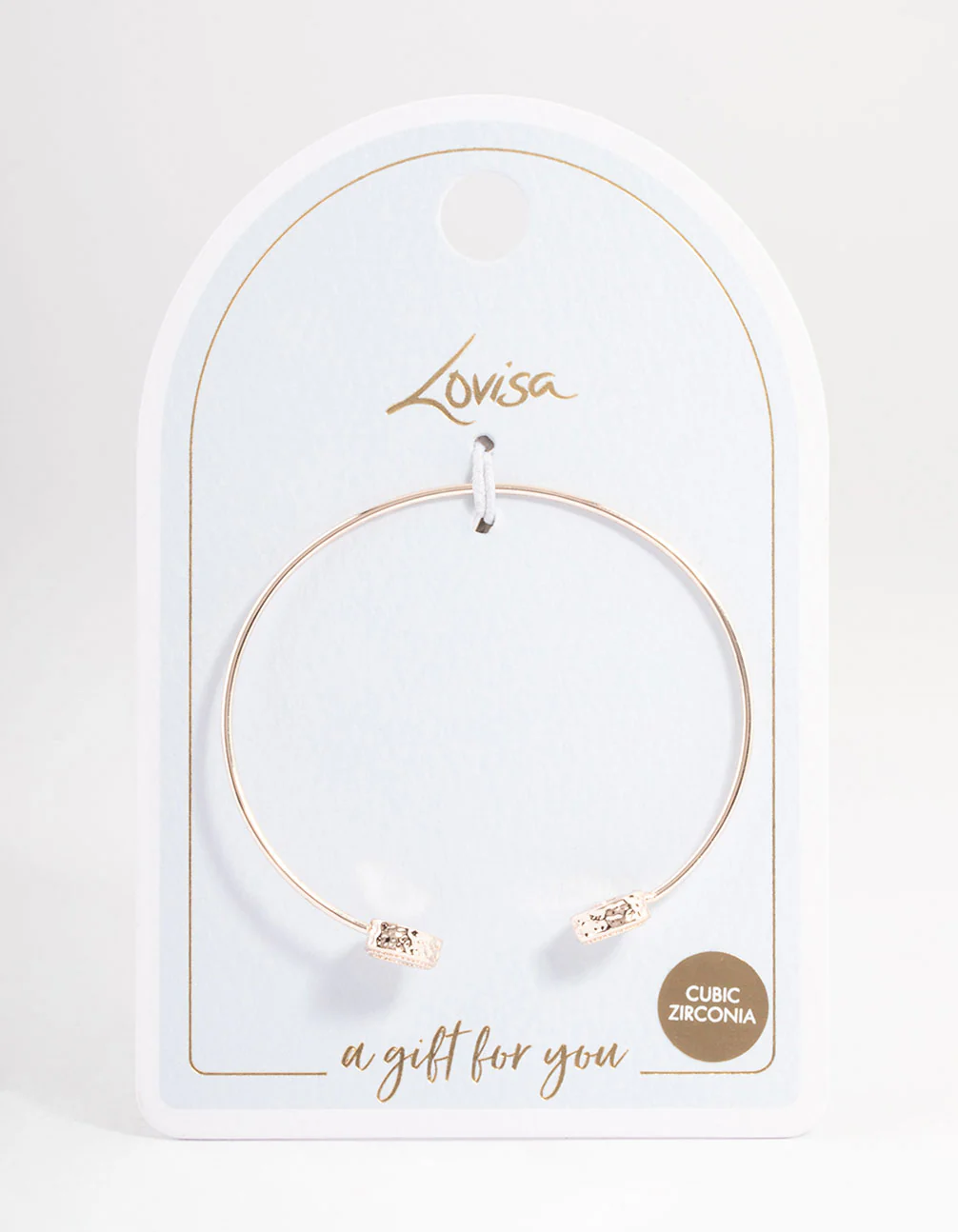 Rose Gold Cubic Zirconia Heart Open Cuff Bangle - Image 4