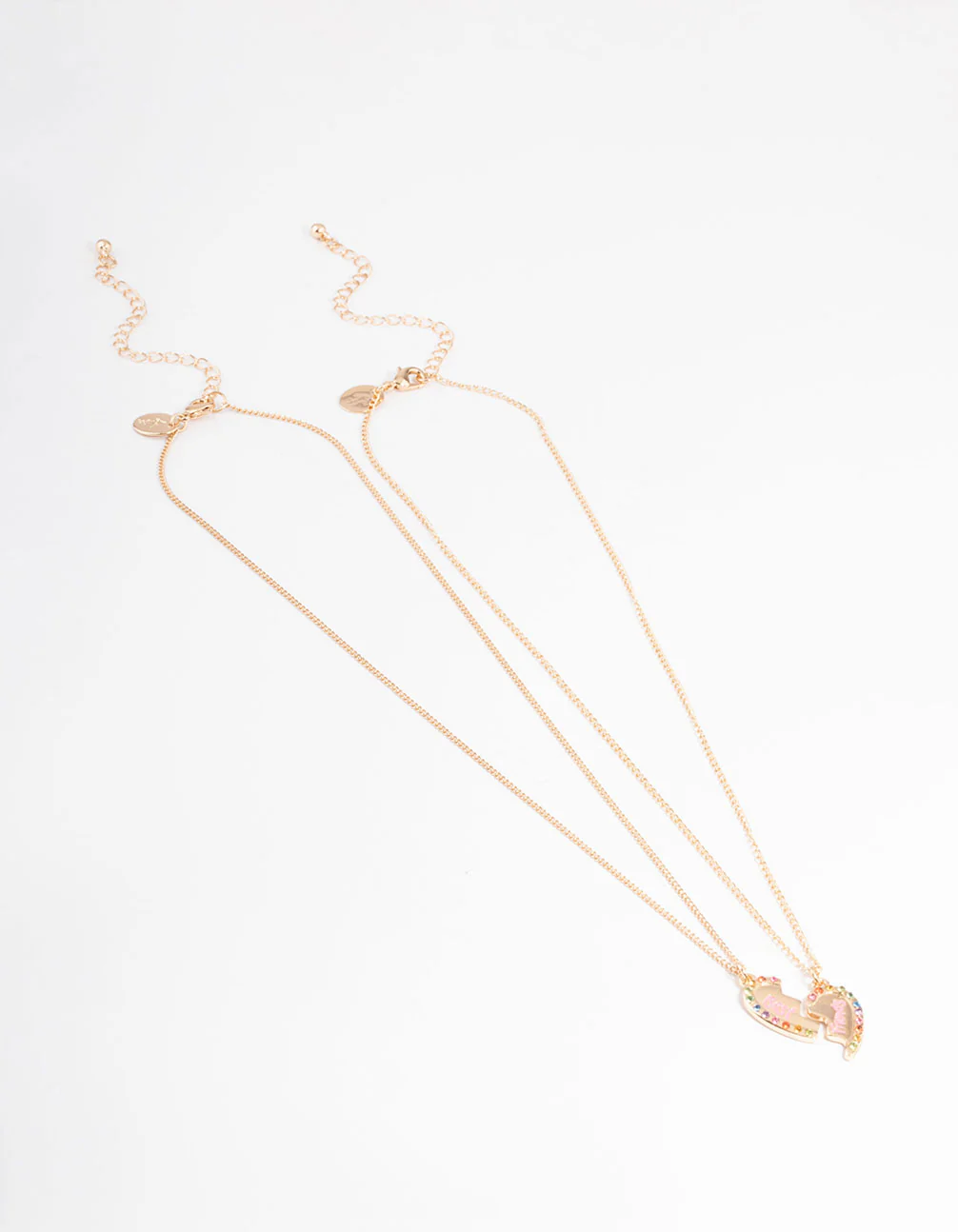 Gold Best Friend Diamante Heart Necklace Pack - Image 2
