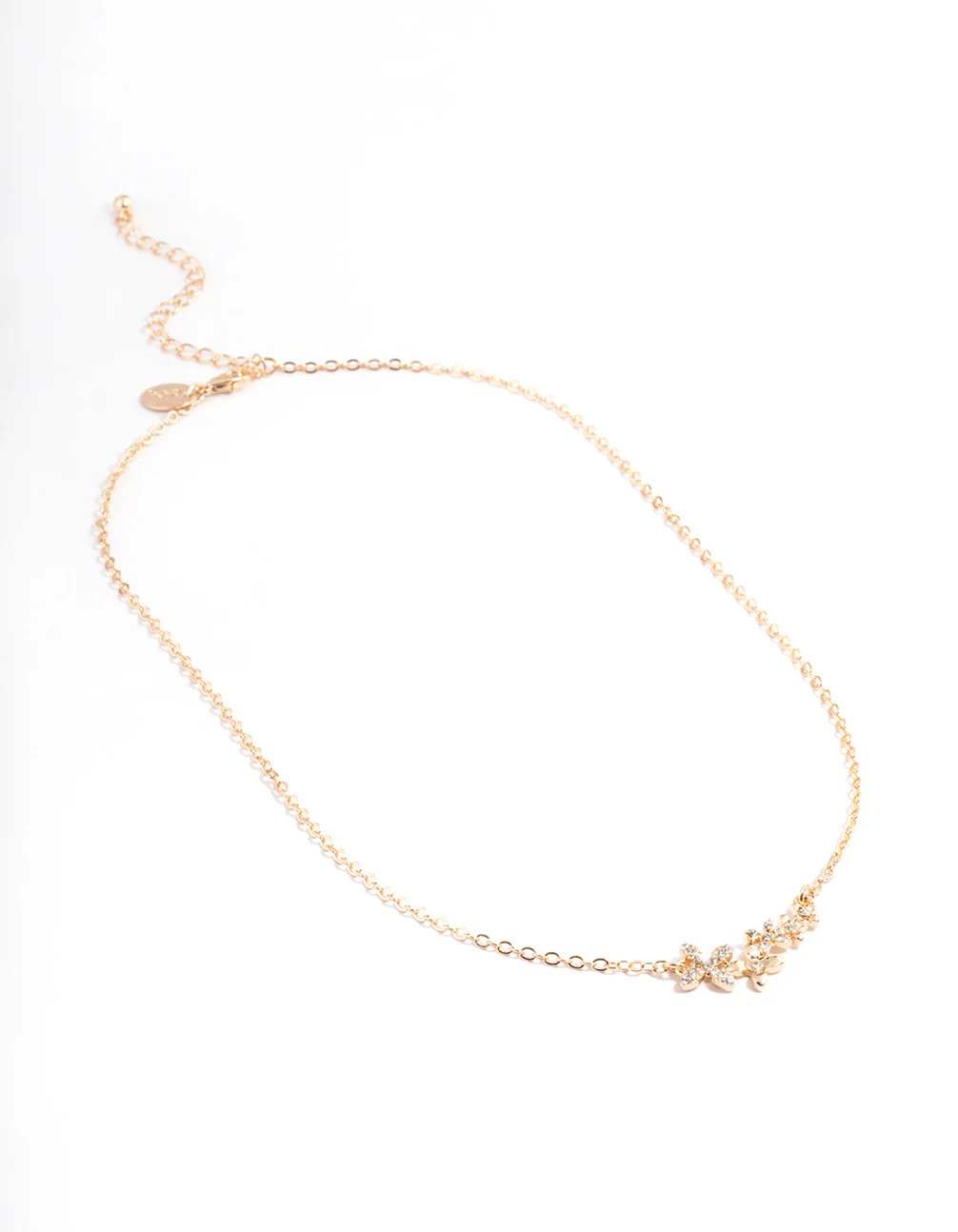 Gold Diamante Flower Cluster Necklace - Image 3