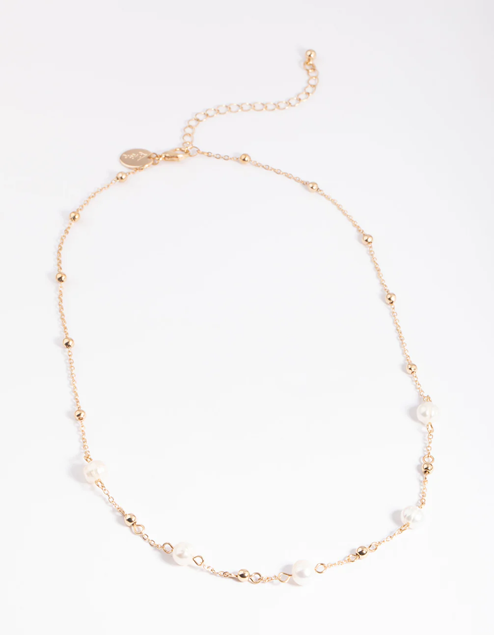 Gold Freshwater Pearl Ball Station Necklace - Image 3