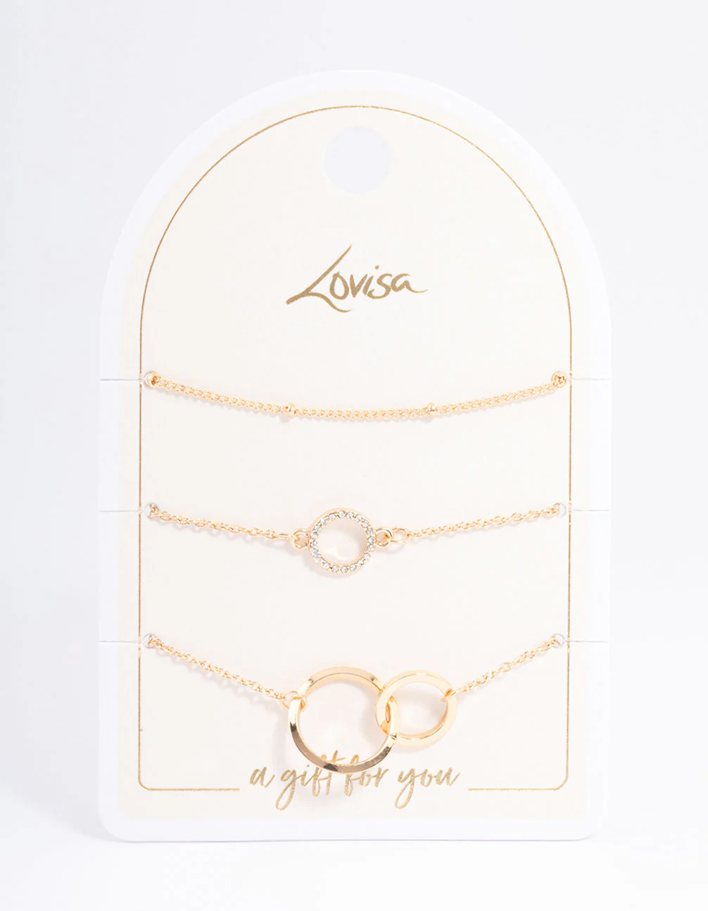 Gold Open Circle Linked Bracelet Pack - Image 2