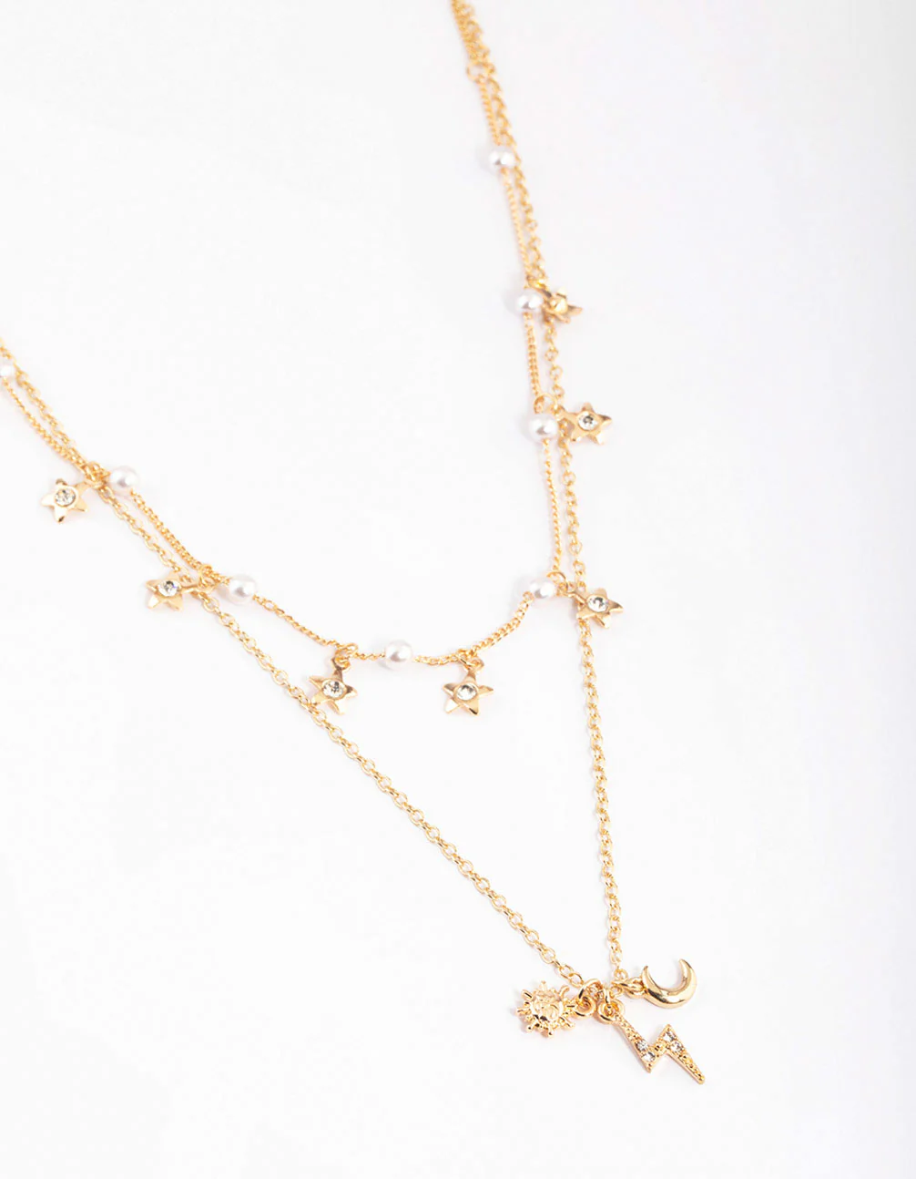 Gold Pearl & Celestial Layered Necklace - Image 2